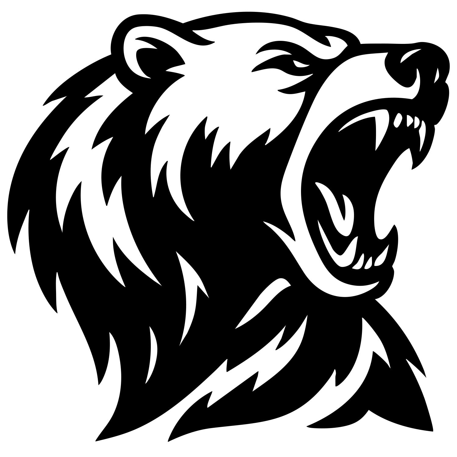 Angry Grizzly Bear Head DXF File – CNC Cutting Design | AWBEAR70