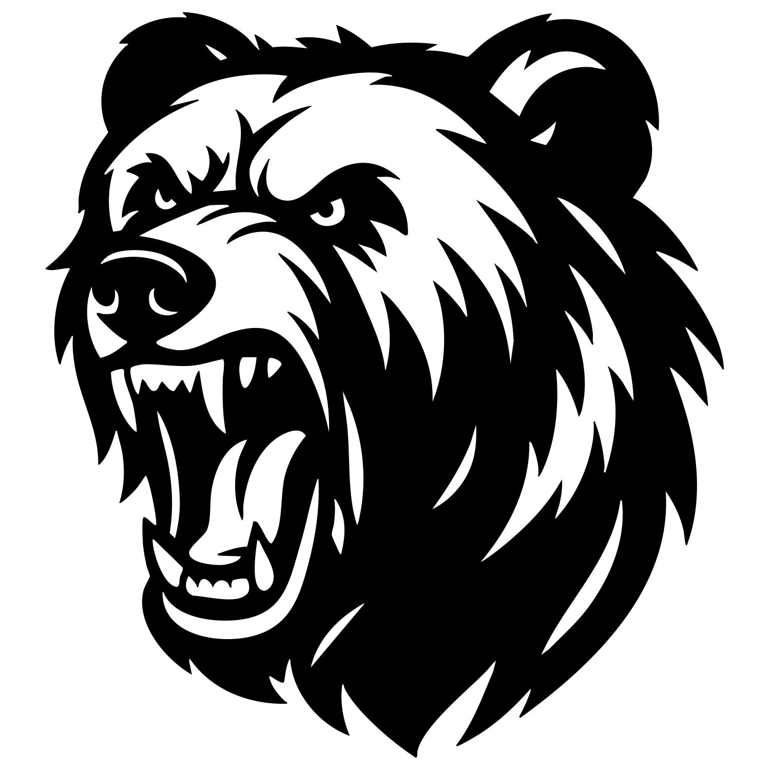 Angry Grizzly Bear Head DXF File – CNC Cutting Design | AWBEAR71
