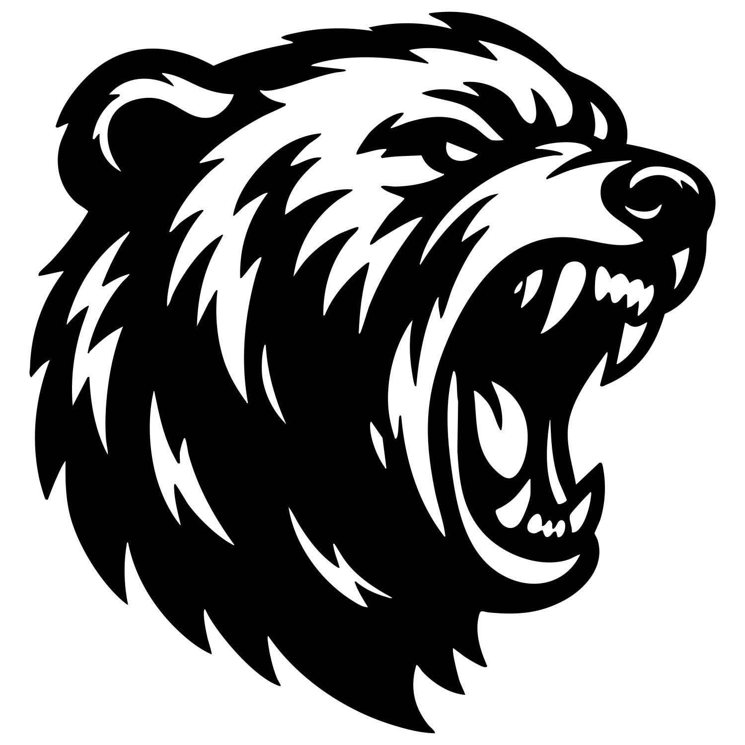 Angry Grizzly Bear Head DXF File – CNC Cutting Design | AWBEAR72