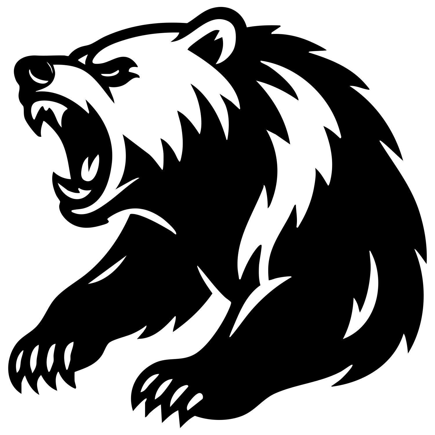 Angry Grizzly Bear Head DXF File – CNC Cutting Design | AWBEAR73