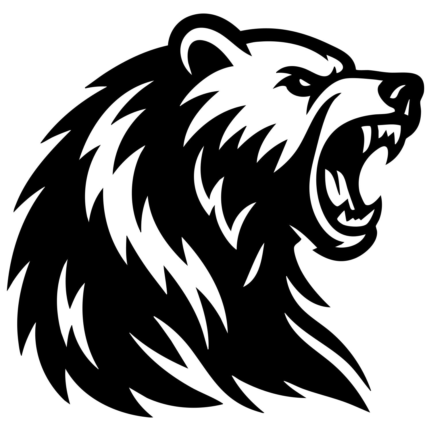 Angry Grizzly Bear Head DXF File – CNC Cutting Design | AWBEAR74