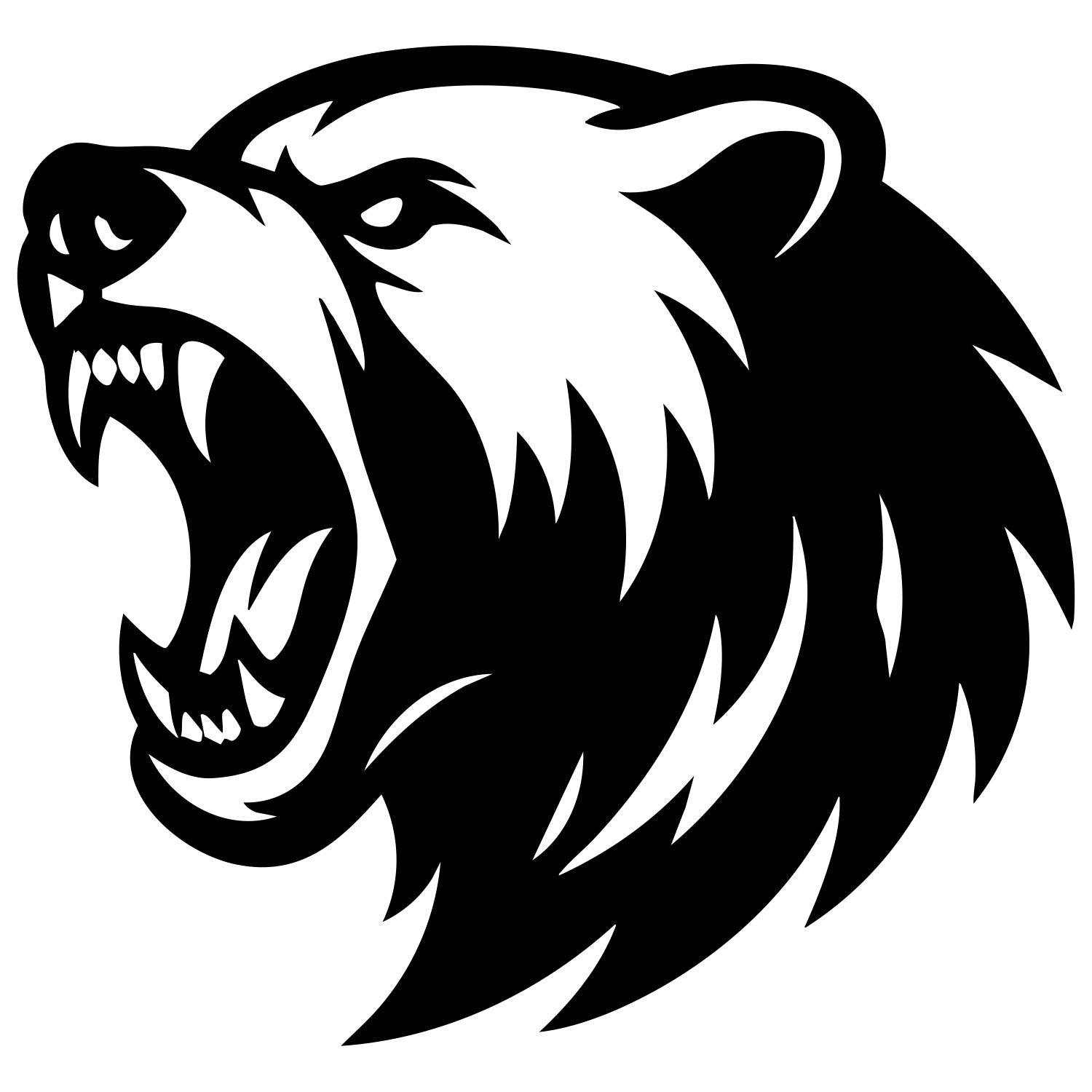 Angry Grizzly Bear Head DXF File – CNC Cutting Design | AWBEAR75