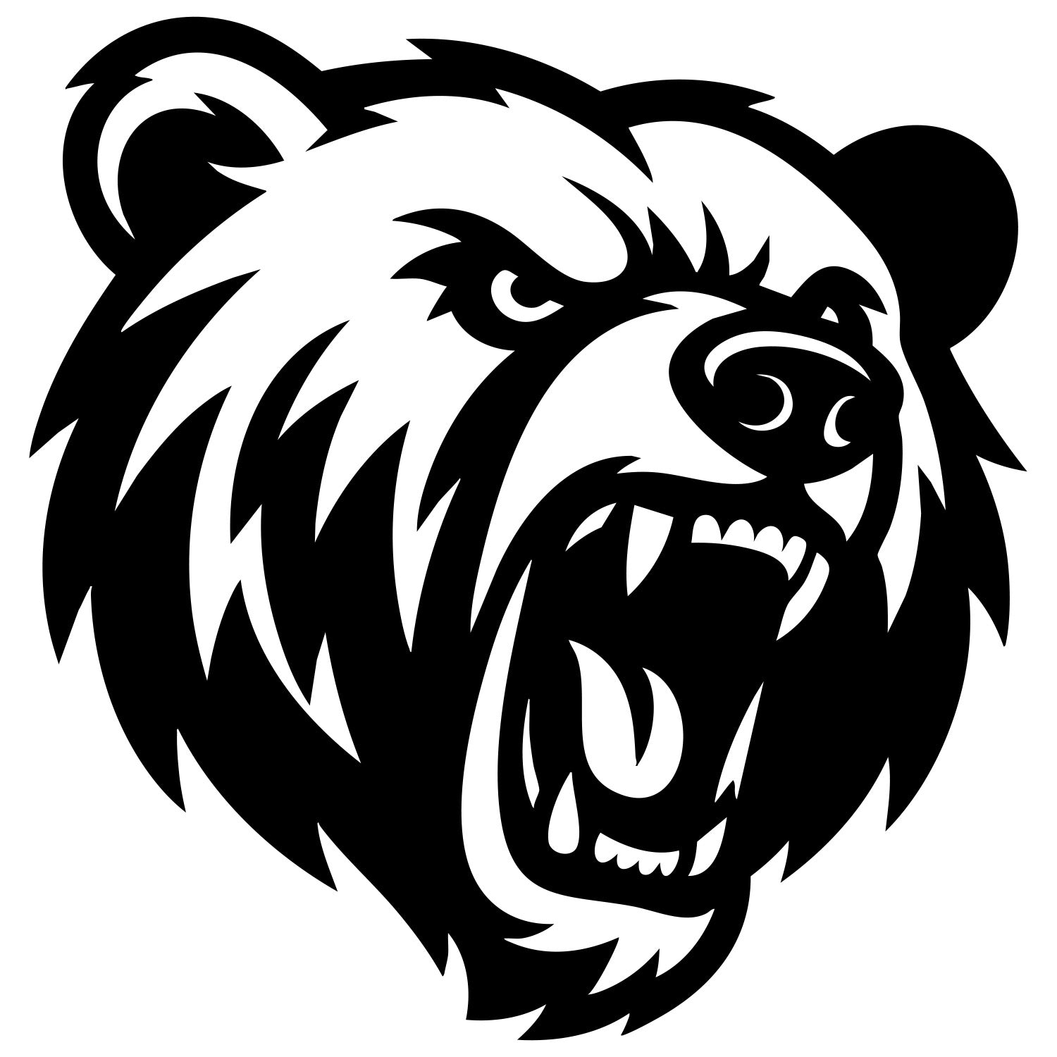 Angry Grizzly Bear Head DXF File – CNC Cutting Design | AWBEAR76