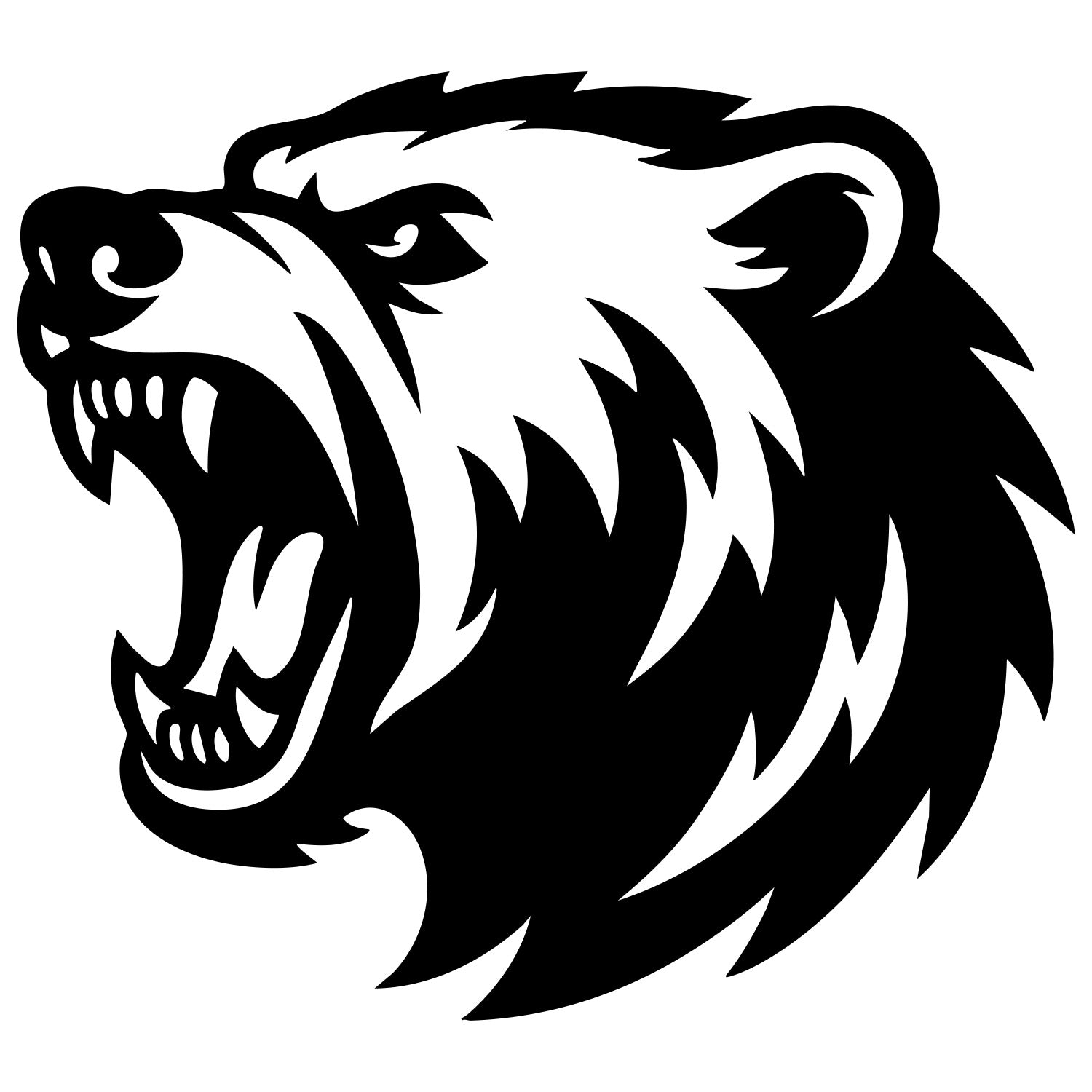 Angry Grizzly Bear Head DXF File – CNC Cutting Design | AWBEAR79