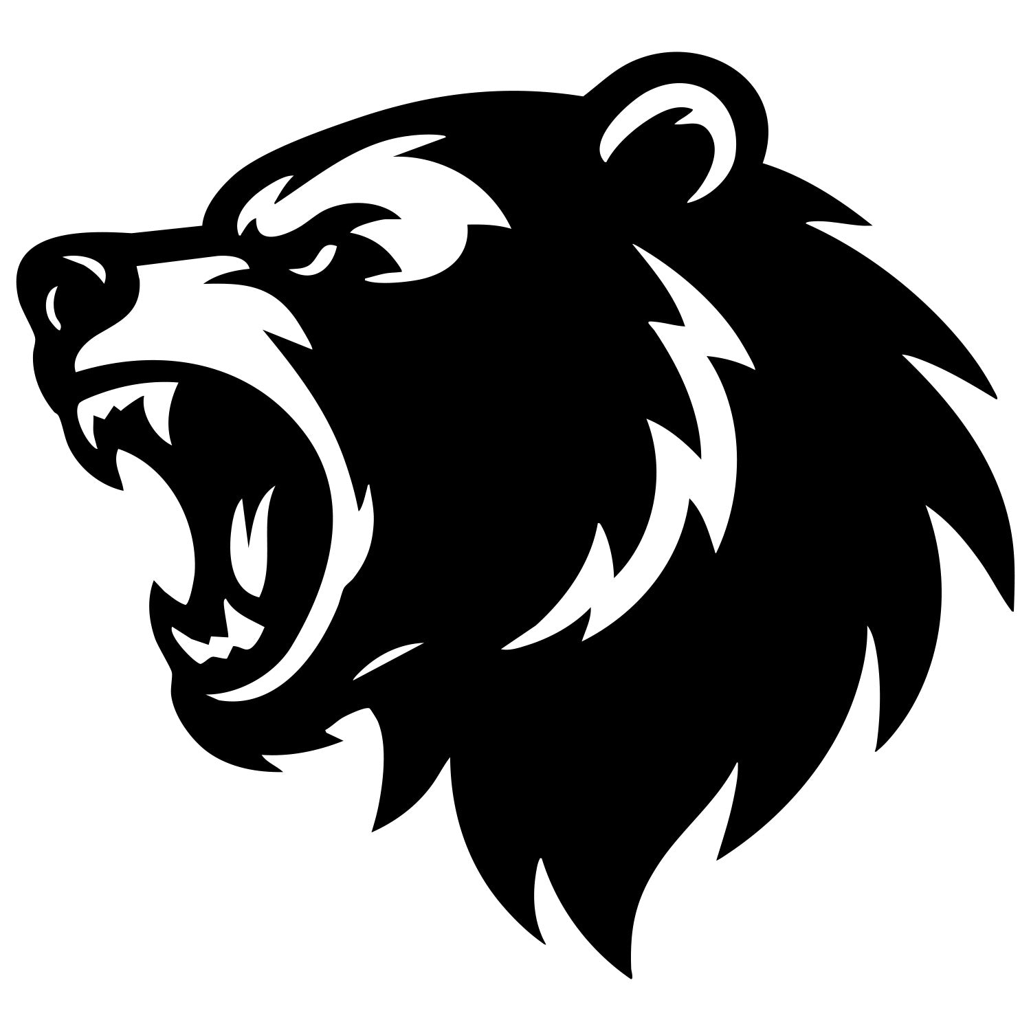 Angry Grizzly Bear Head DXF File – CNC Cutting Design | AWBEAR81