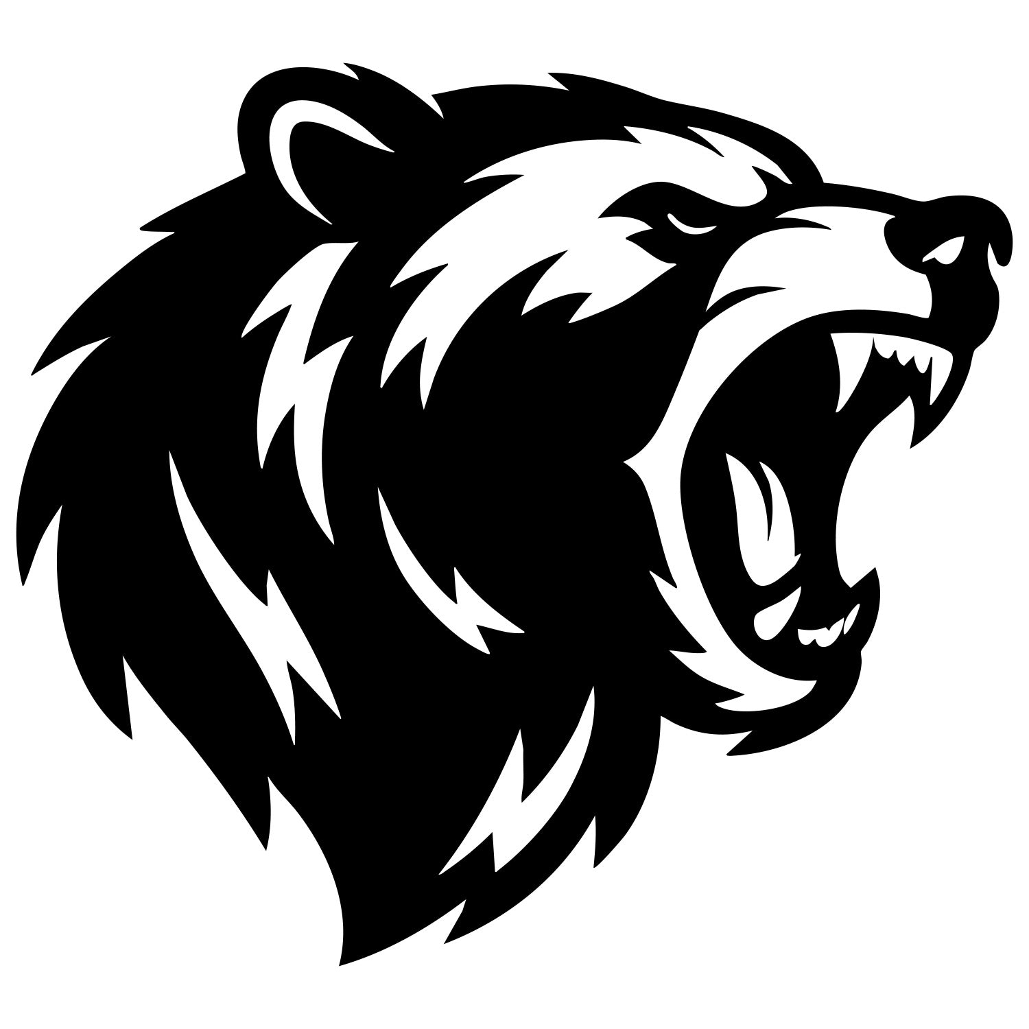 Angry Grizzly Bear Head DXF File – CNC Cutting Design | AWBEAR84