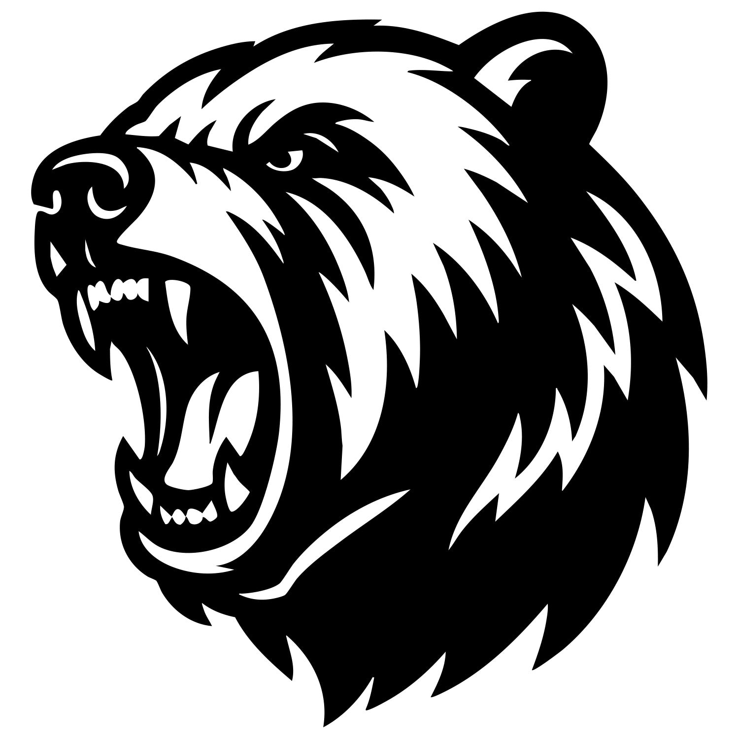 Angry Grizzly Bear Head DXF File – CNC Cutting Design | AWBEAR85