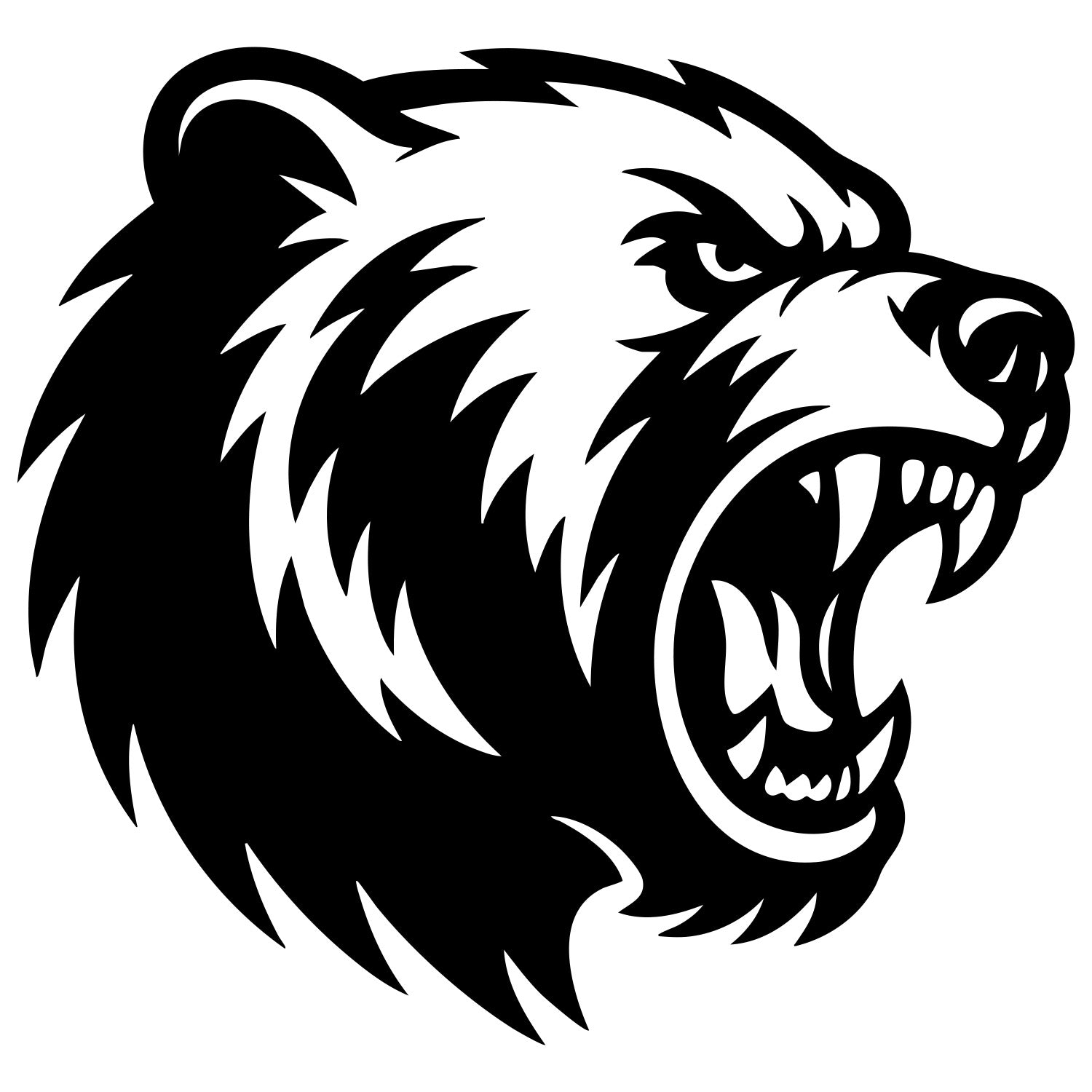 Angry Grizzly Bear Head DXF File – CNC Cutting Design | AWBEAR86