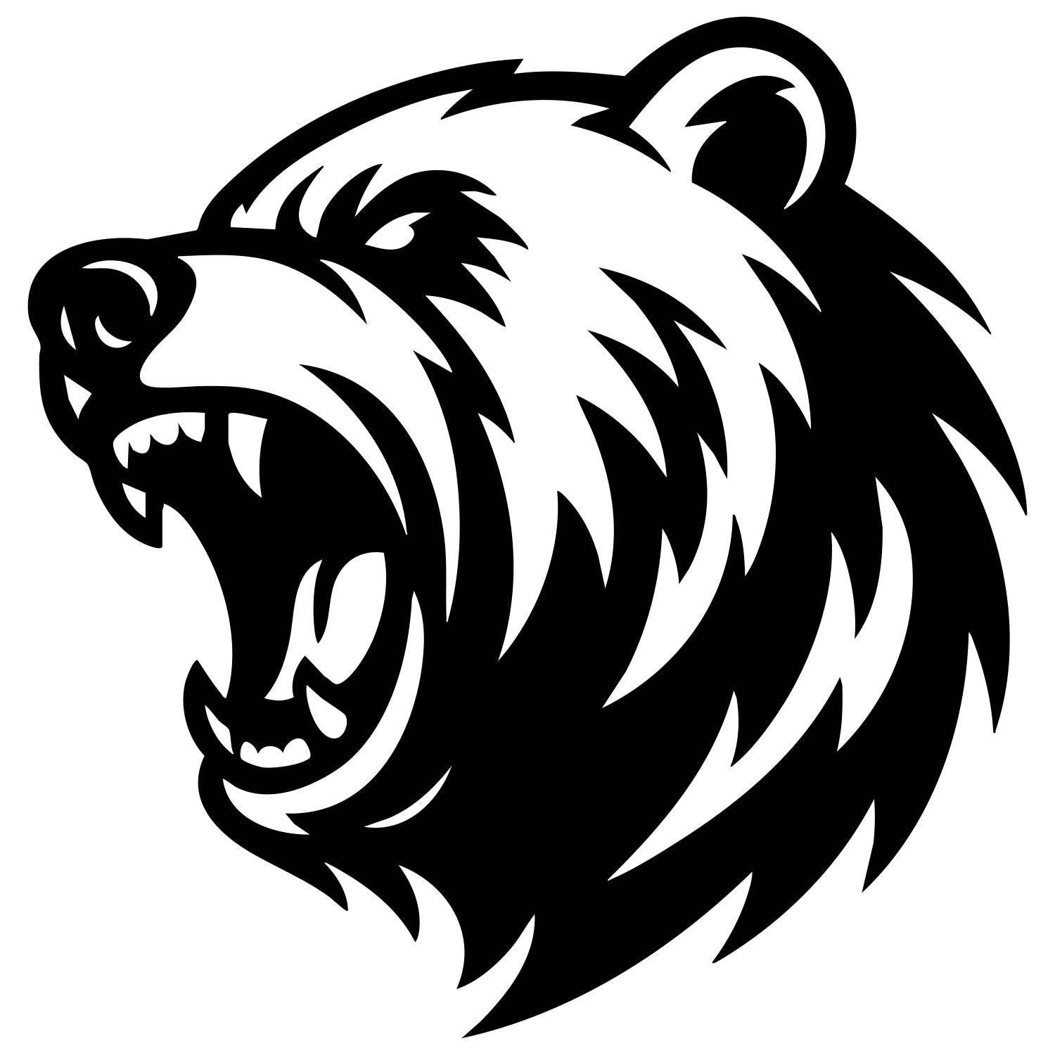 Angry Grizzly Bear Head DXF File – CNC Cutting Design | AWBEAR87