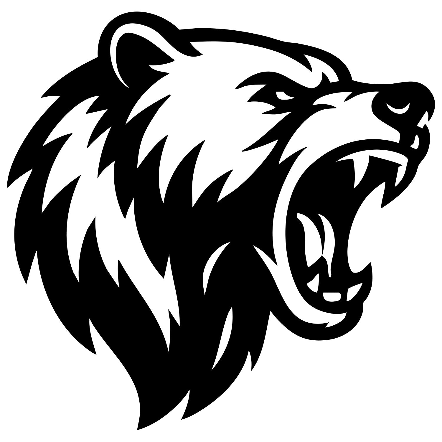 Angry Grizzly Bear Head DXF File – CNC Cutting Design | AWBEAR88