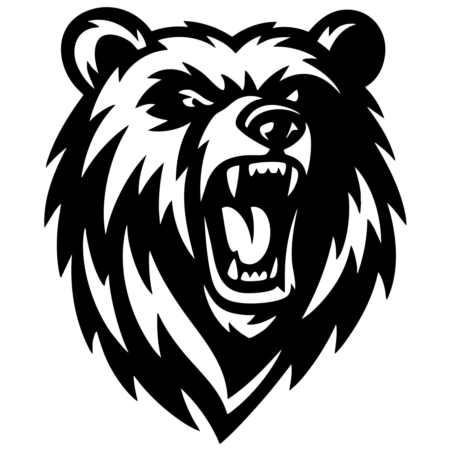 Angry Grizzly Bear Head DXF File – CNC Cutting Design | AWBEAR9