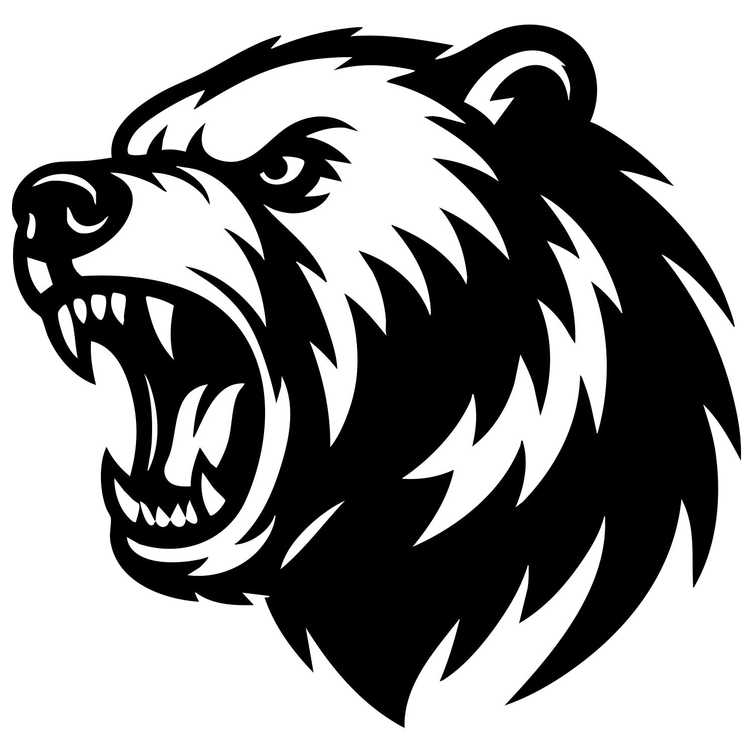 Angry Grizzly Bear Head DXF File – CNC Cutting Design | AWBEAR92