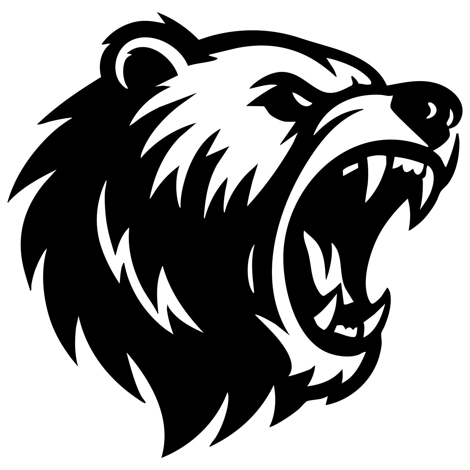 Angry Grizzly Bear Head DXF File – CNC Cutting Design | AWBEAR93