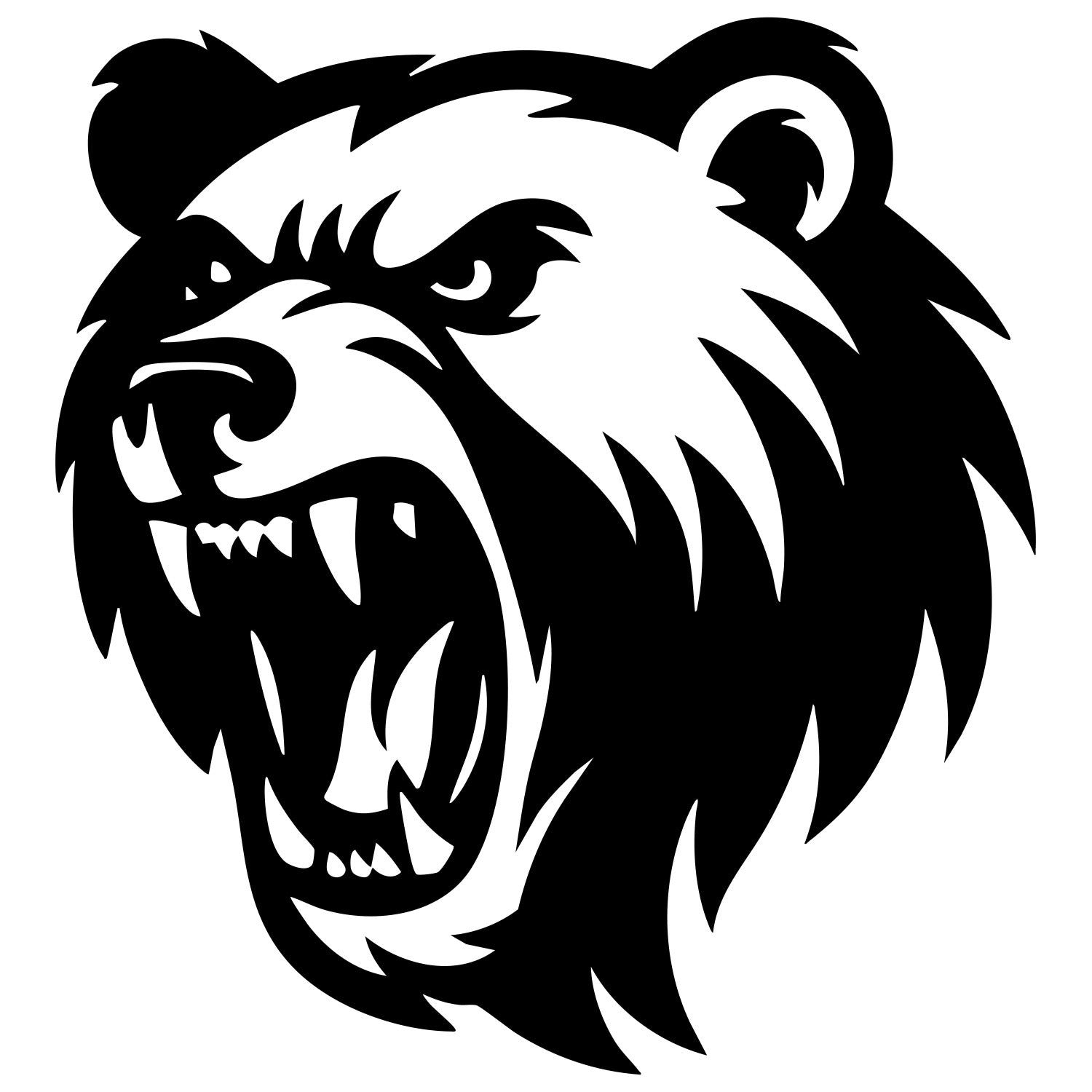 Angry Grizzly Bear Head DXF File – CNC Cutting Design | AWBEAR94