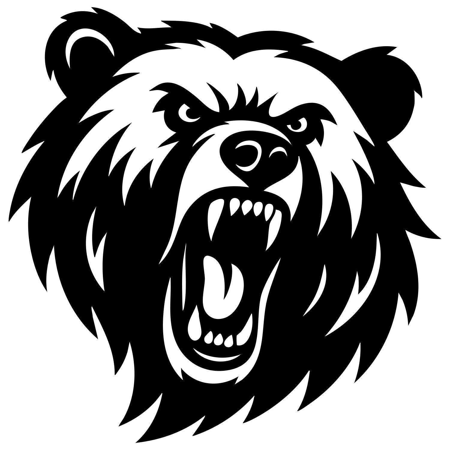 Angry Grizzly Bear Head DXF File – CNC Cutting Design | AWBEAR95