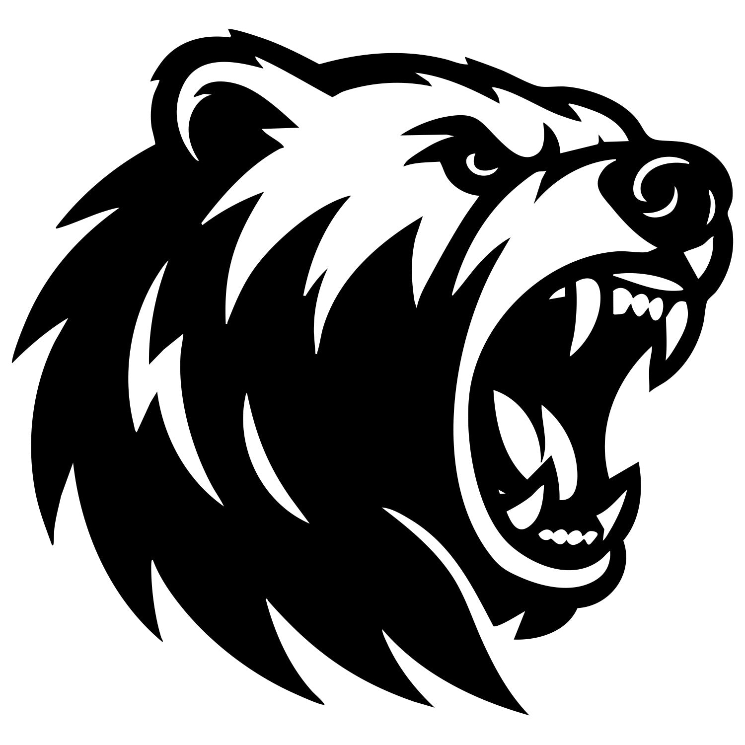 Angry Grizzly Bear Head DXF File – CNC Cutting Design | AWBEAR97