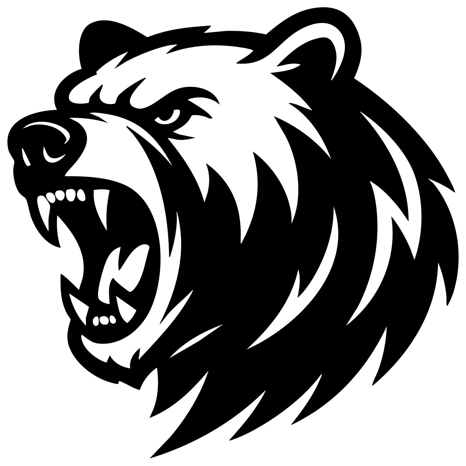 Angry Grizzly Bear Head DXF File – CNC Cutting Design | AWBEAR98