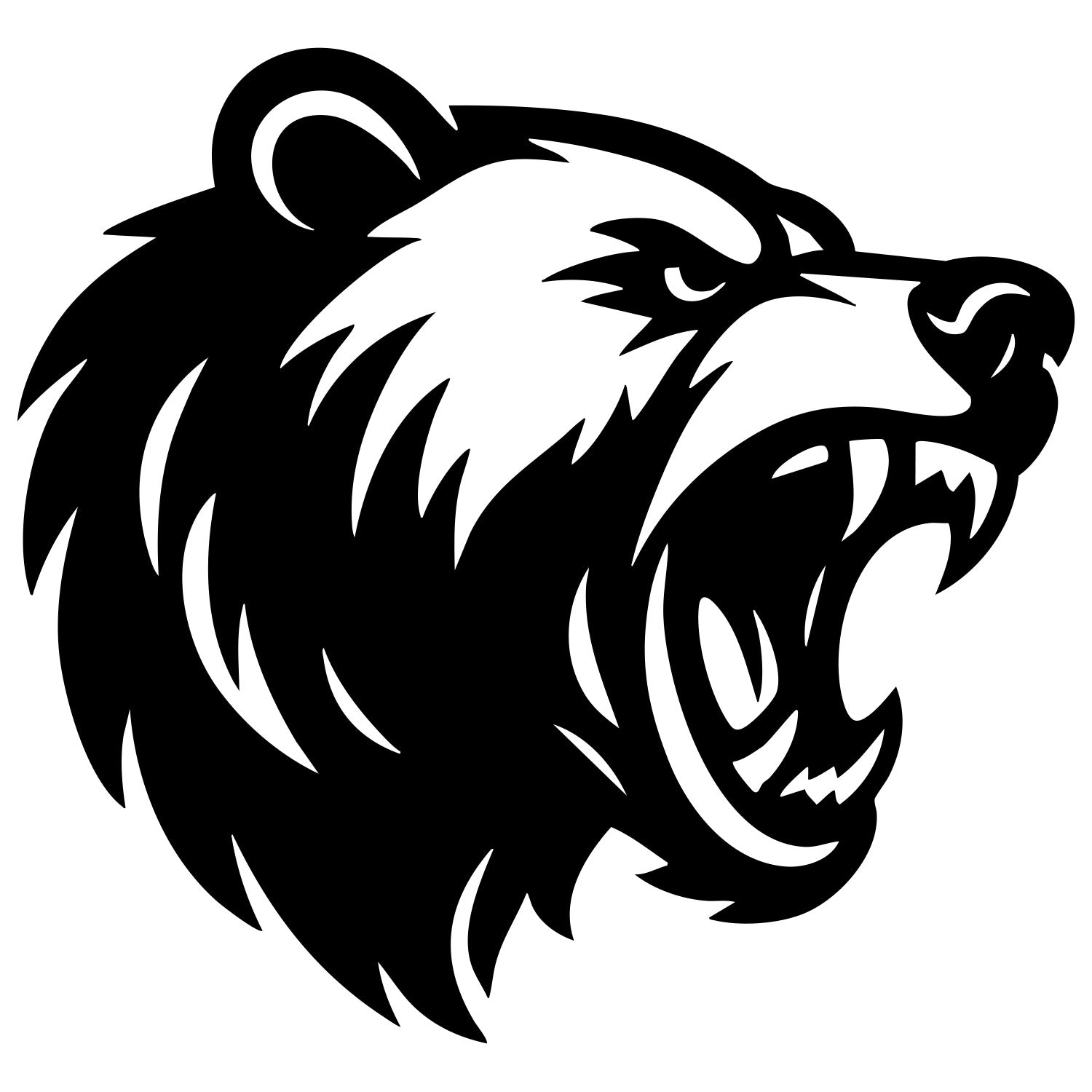 Angry Grizzly Bear Head DXF File – CNC Cutting Design | AWBEAR99