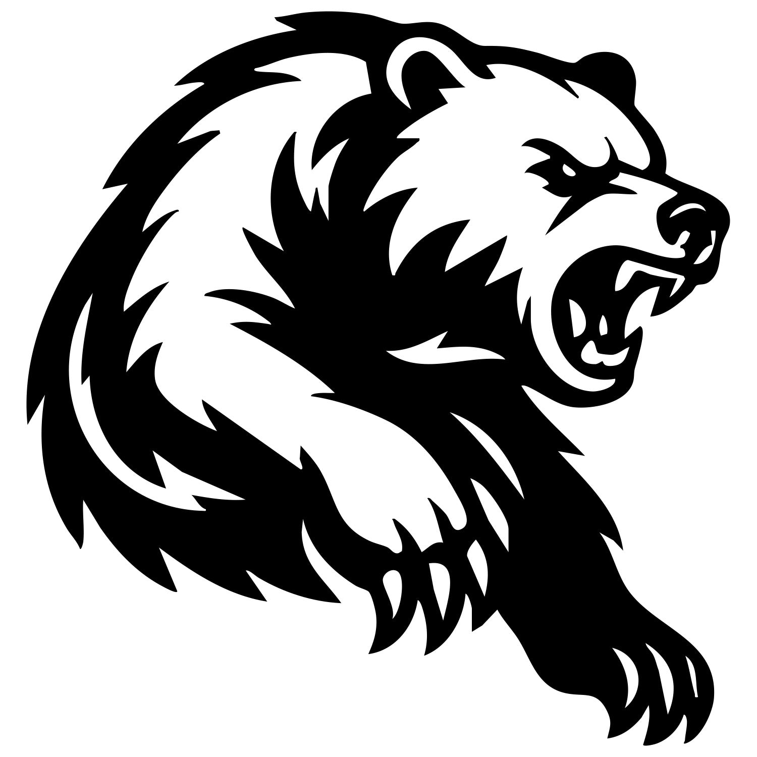 Angry Grizzly Bear Head DXF File – CNC Cutting Design | AWBEAR185