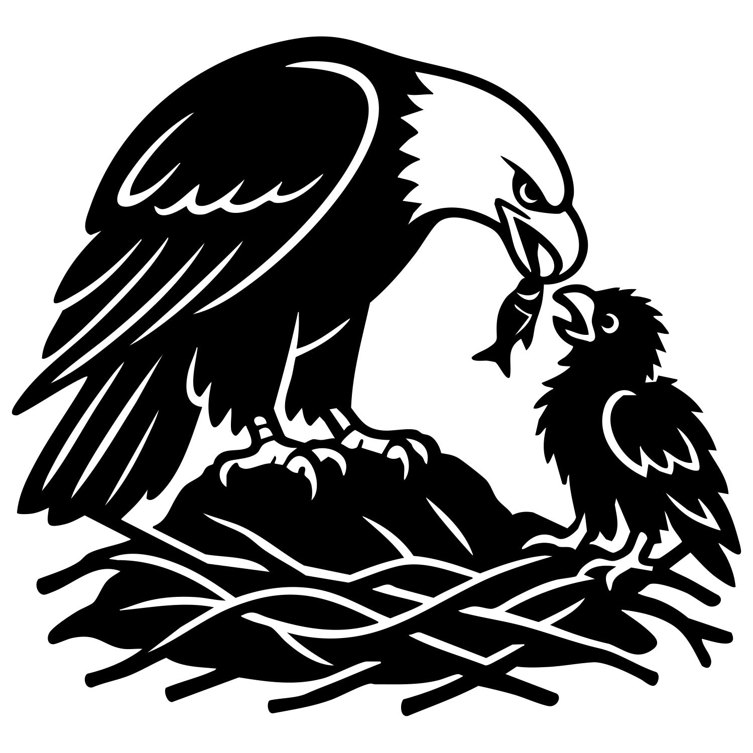 Bald Eagle Family DXF File – CNC Cutting Design | ABEAGLE176