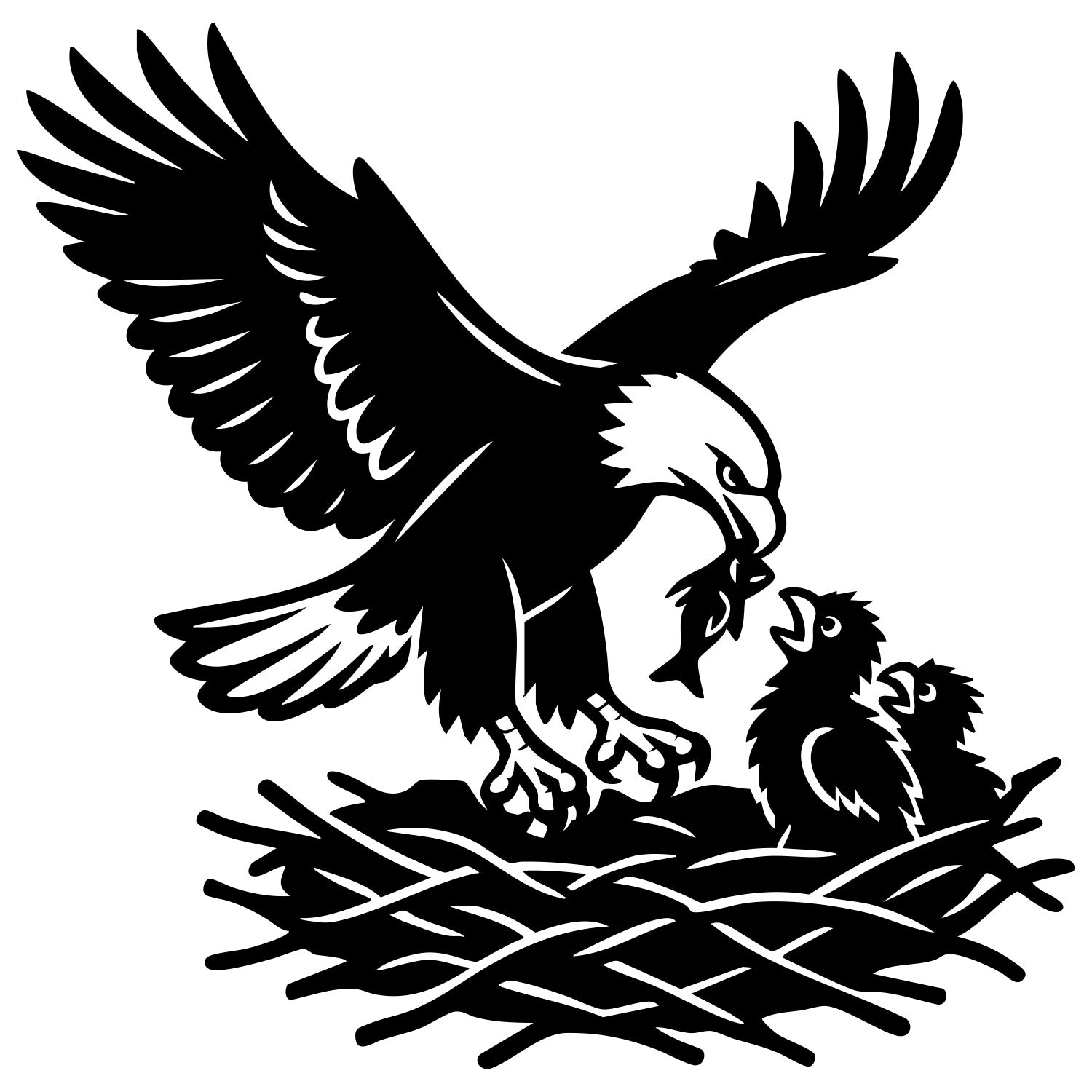 Bald Eagle Family DXF File – CNC Cutting Design | ABEAGLE177