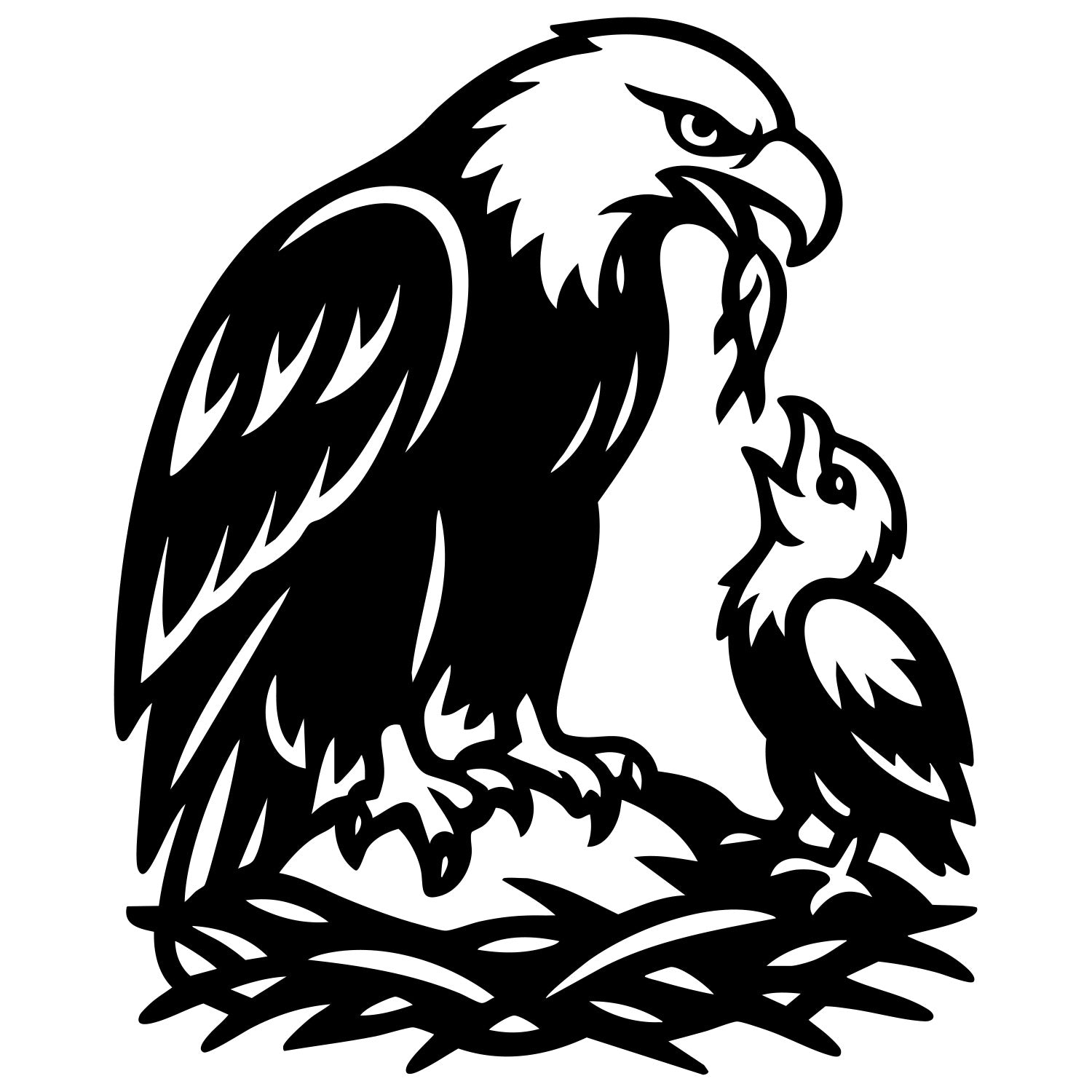 Bald Eagle Family DXF File – CNC Cutting Design | ABEAGLE178
