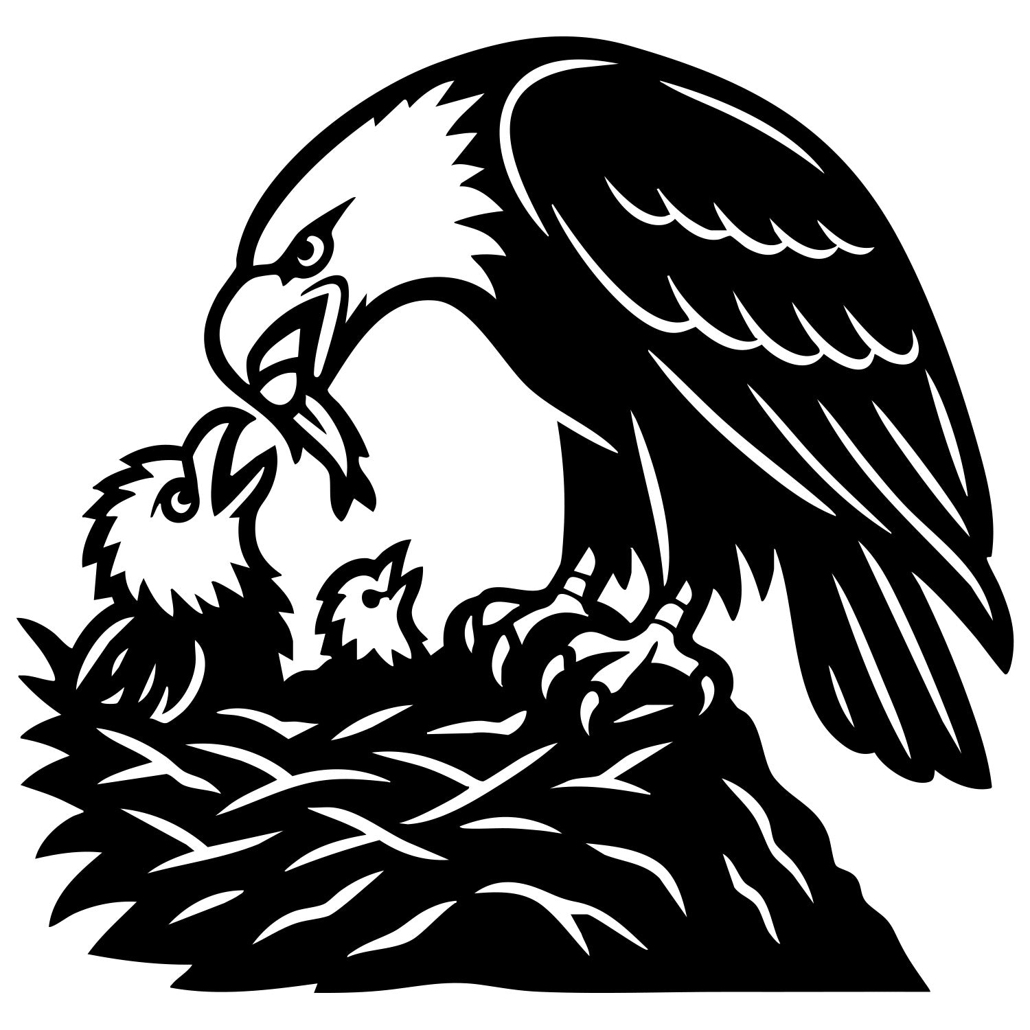 Bald Eagle Family DXF File – CNC Cutting Design | ABEAGLE181