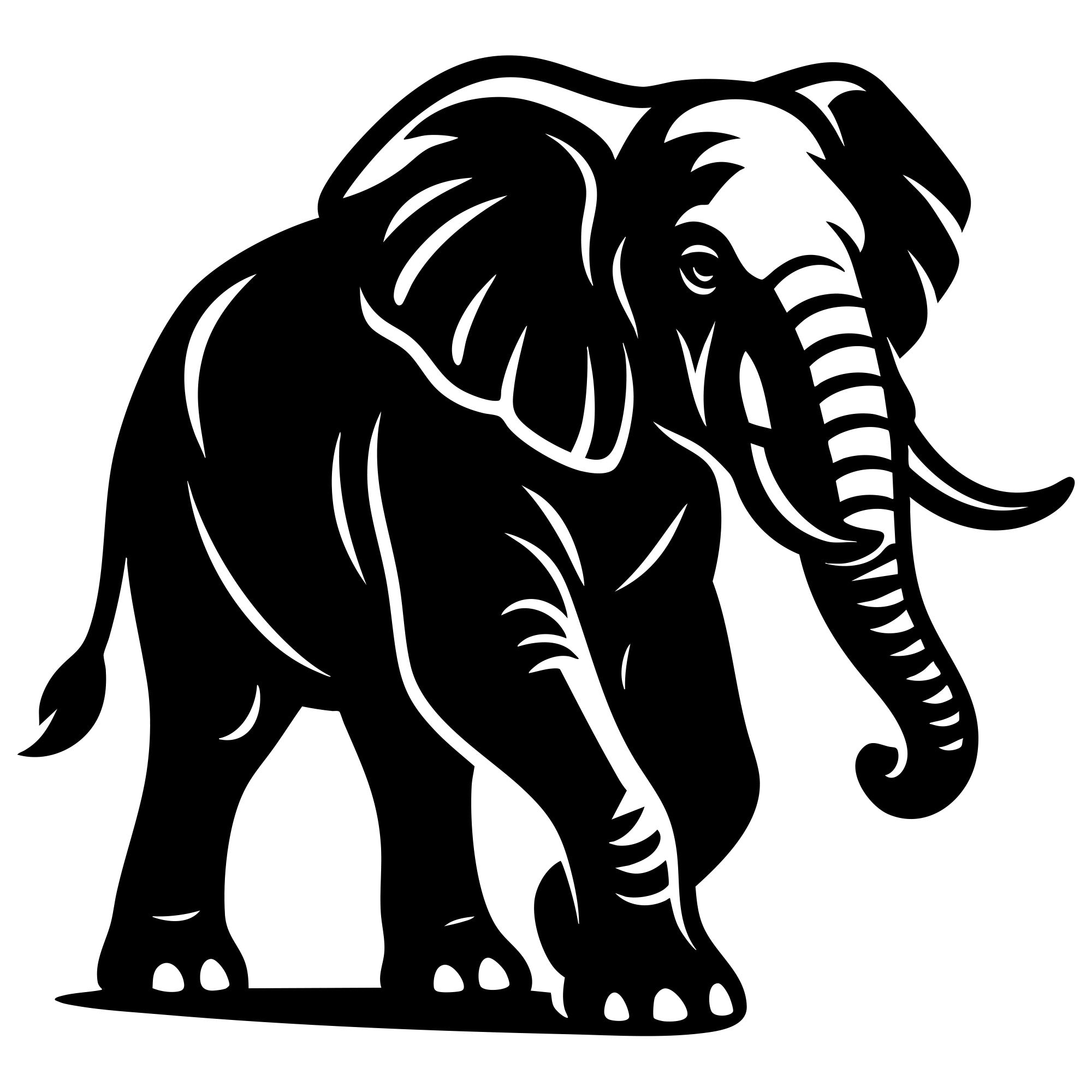 Elephant DXF File – CNC Cutting Design | AWELEPHANT354