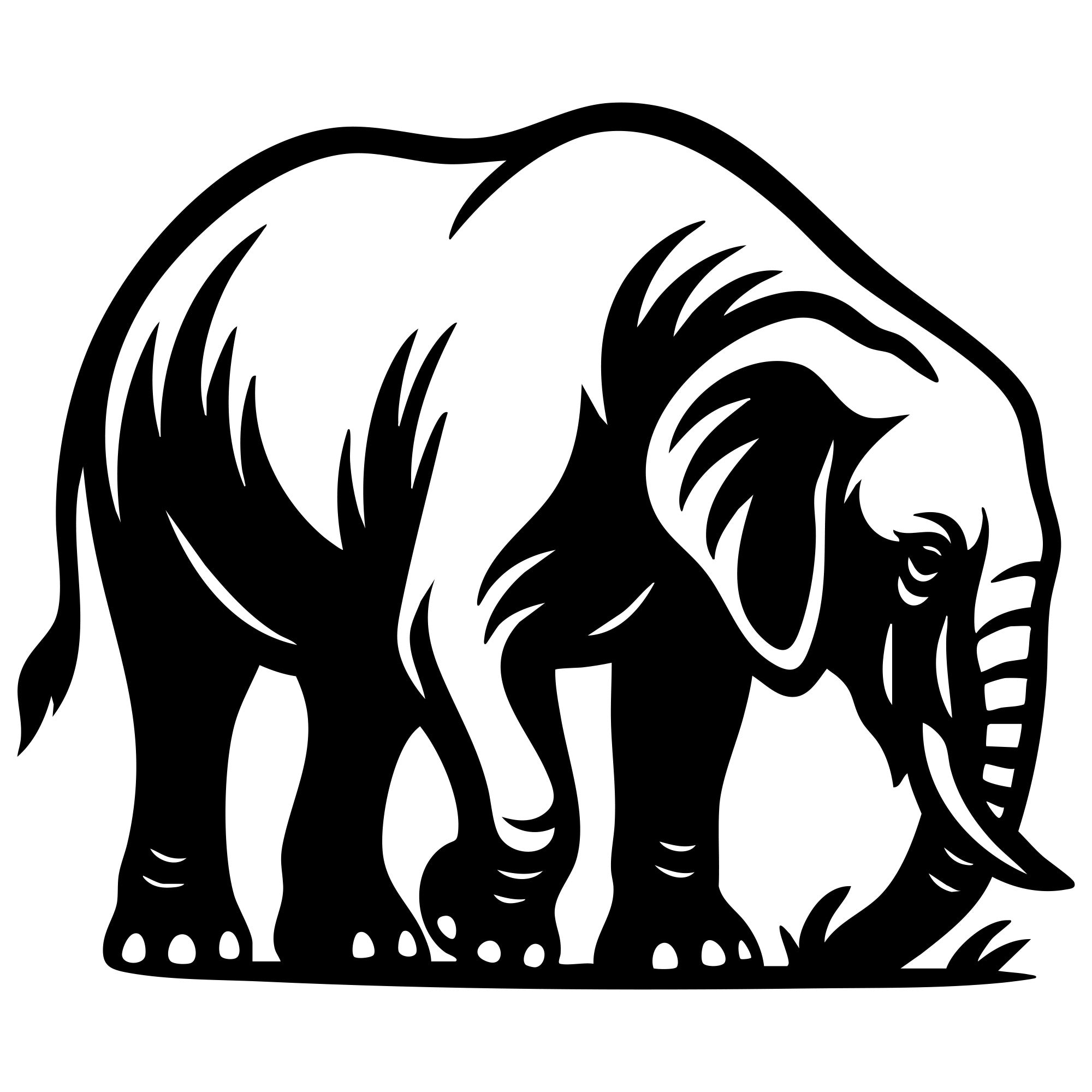 Elephant DXF File – CNC Cutting Design | AWELEPHANT375