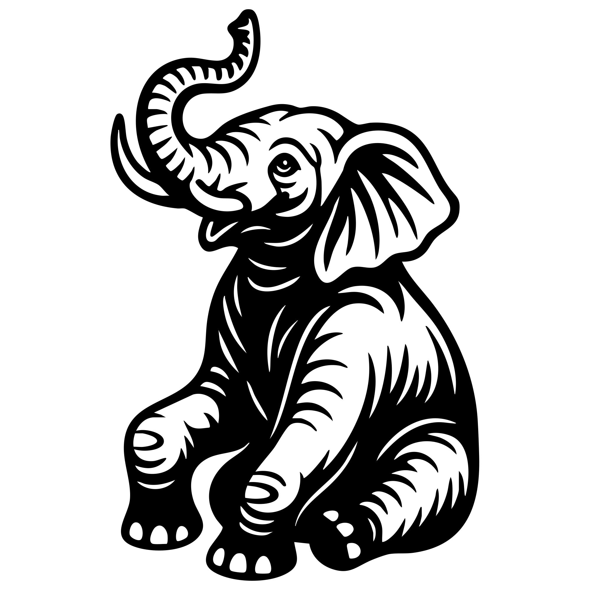 Elephant DXF File – CNC Cutting Design | AWELEPHANT394
