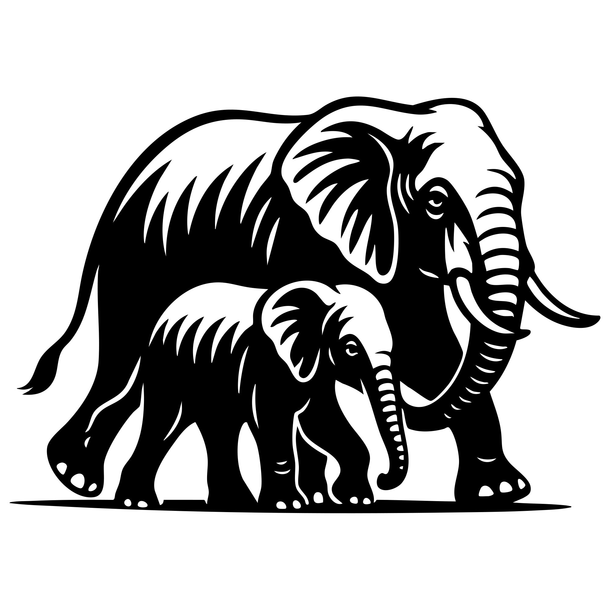 Elephant Family DXF File – CNC Cutting Design | AWELEPHANT411