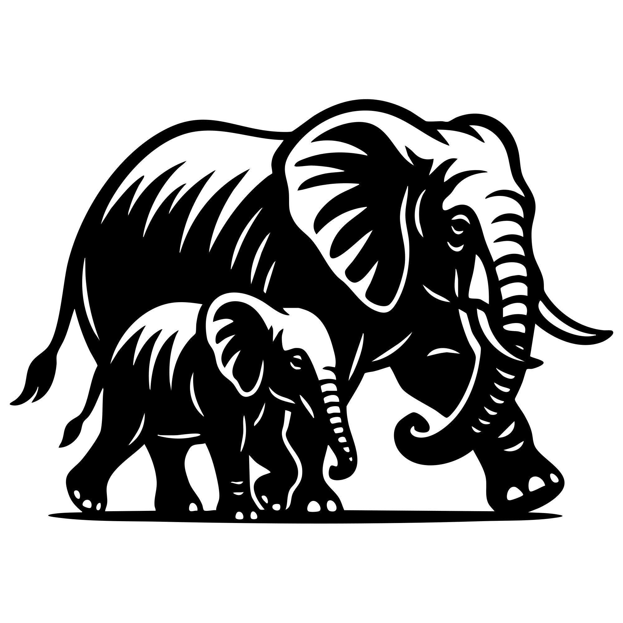 Elephant Family DXF File – CNC Cutting Design | AWELEPHANT413