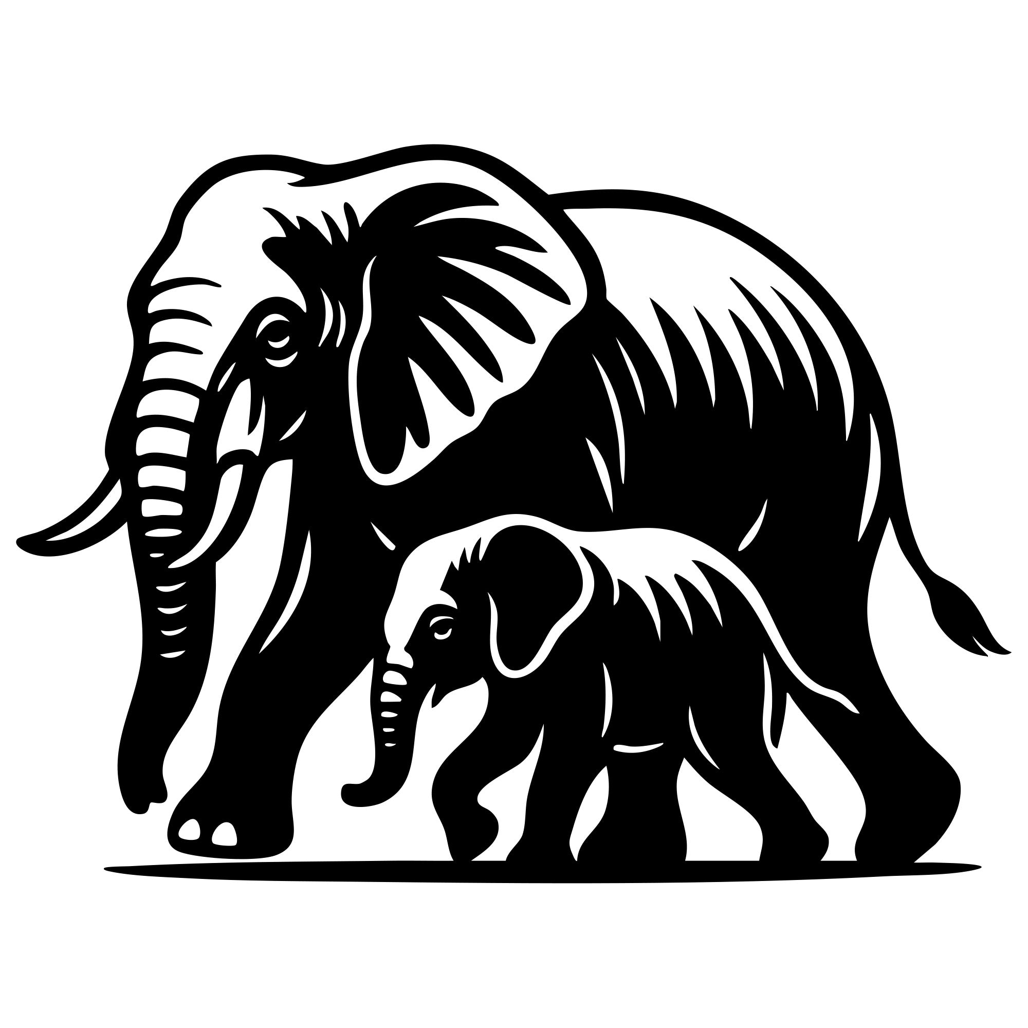 Elephant Family DXF File – CNC Cutting Design | AWELEPHANT414
