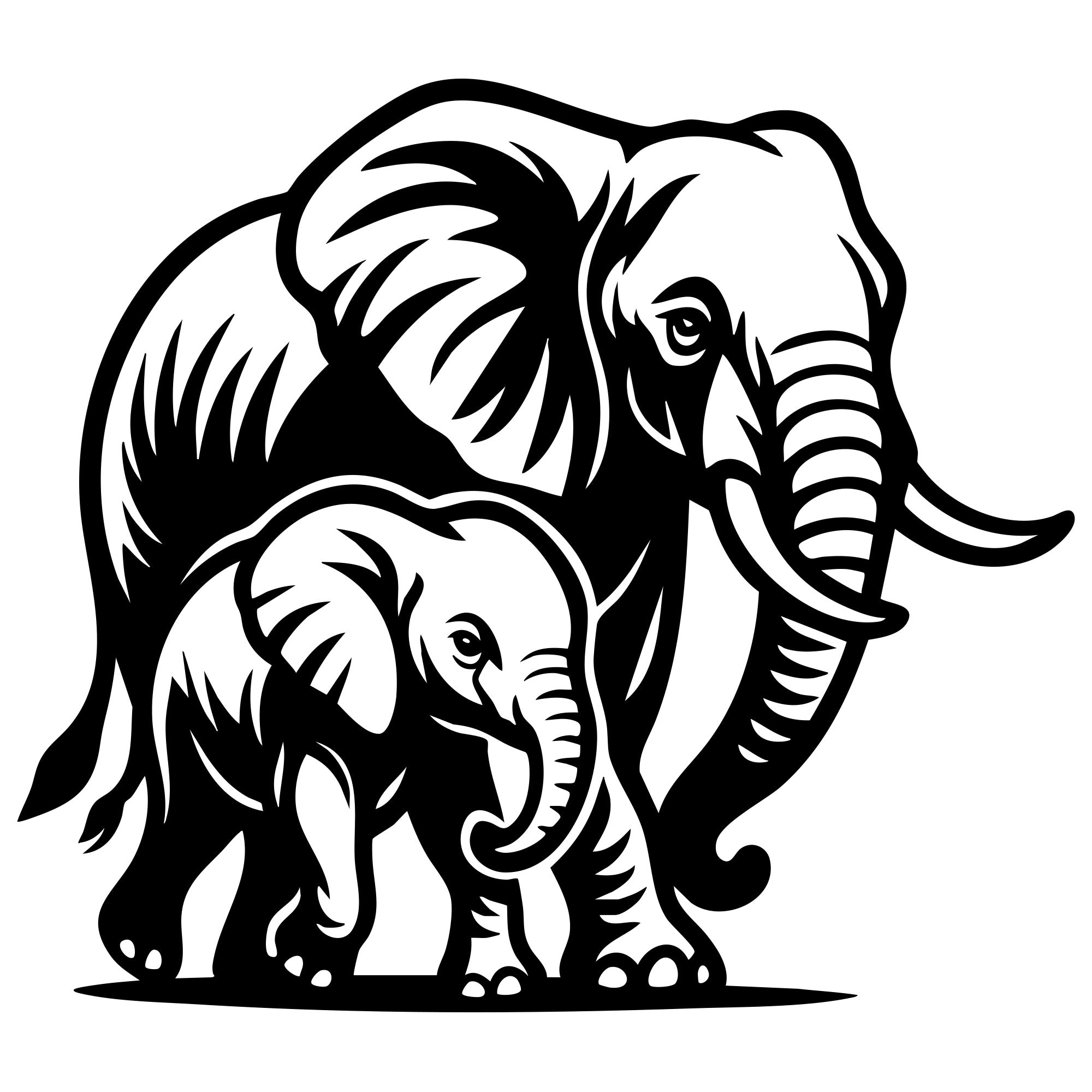 Elephant Family DXF File – CNC Cutting Design | AWELEPHANT417
