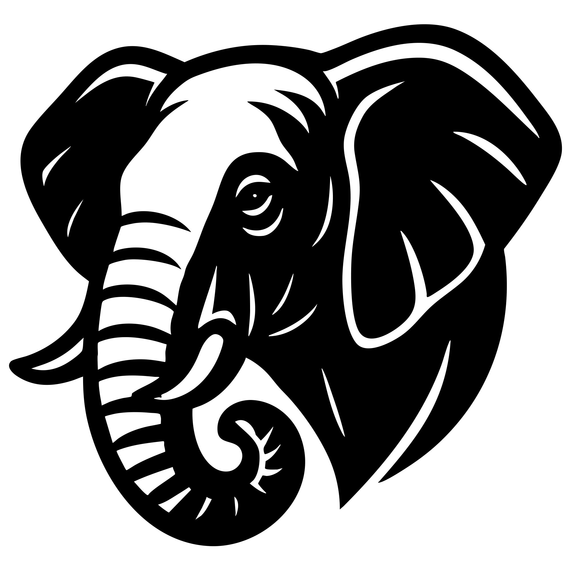 Elephant Head DXF File – CNC Cutting Design | AWELEPHANT420