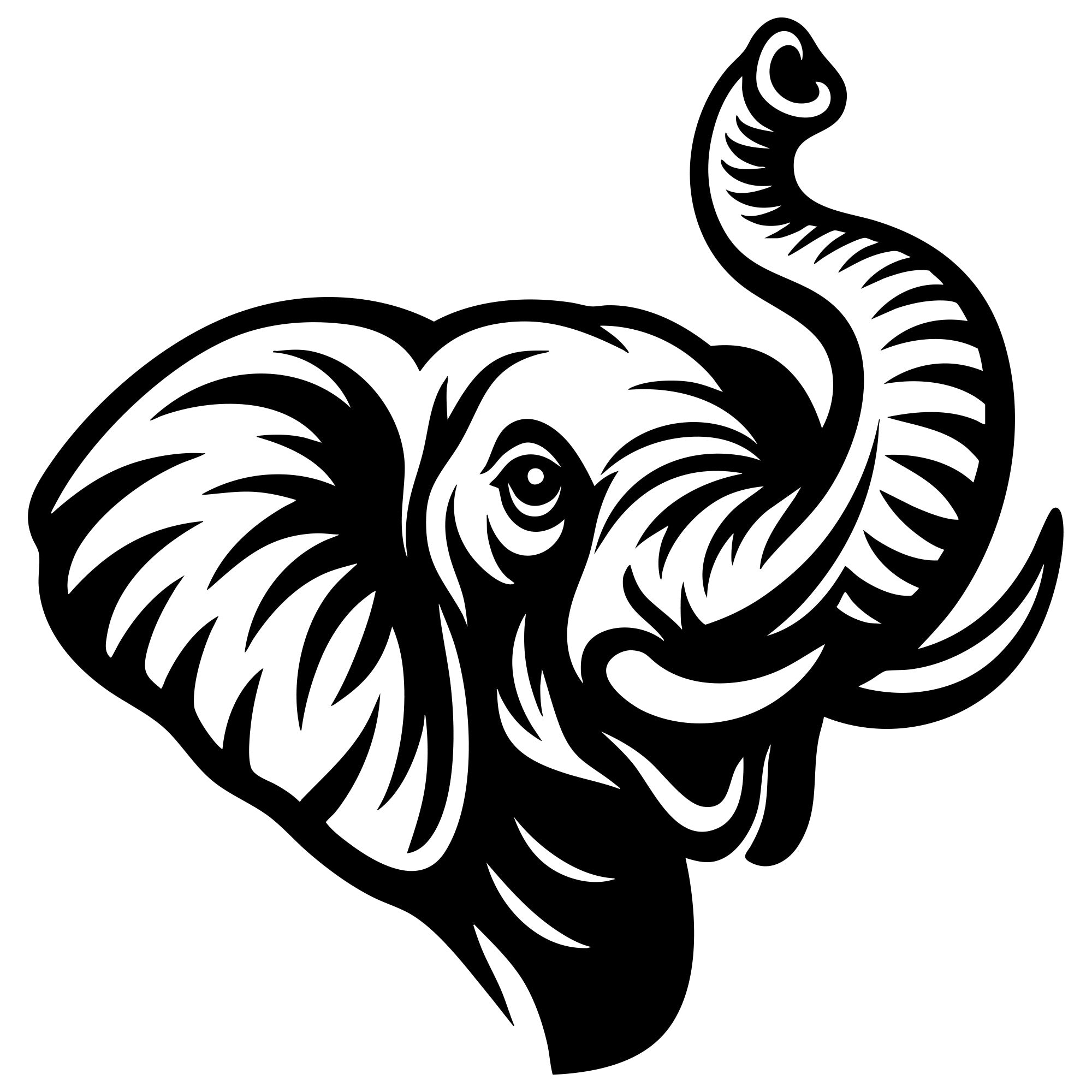 Elephant Head DXF File – CNC Cutting Design | AWELEPHANT425