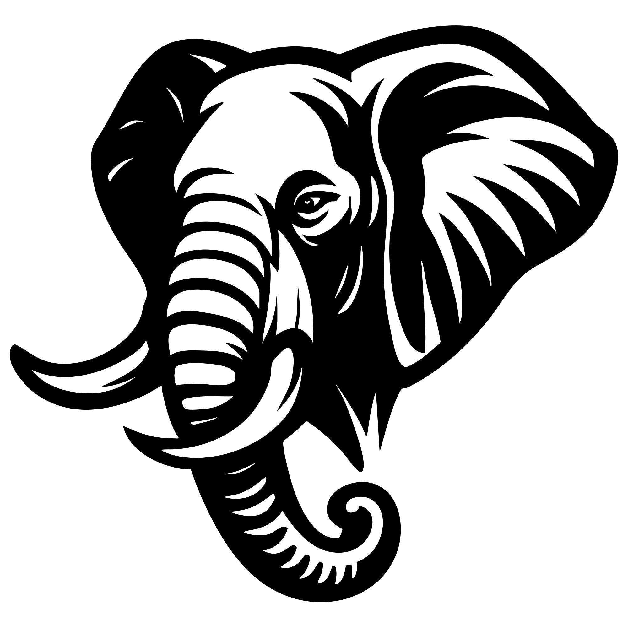 Elephant Head DXF File – CNC Cutting Design | AWELEPHANT427