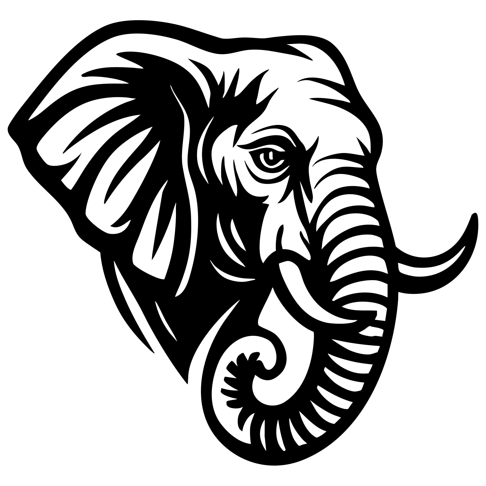 Elephant Head DXF File – CNC Cutting Design | AWELEPHANT428