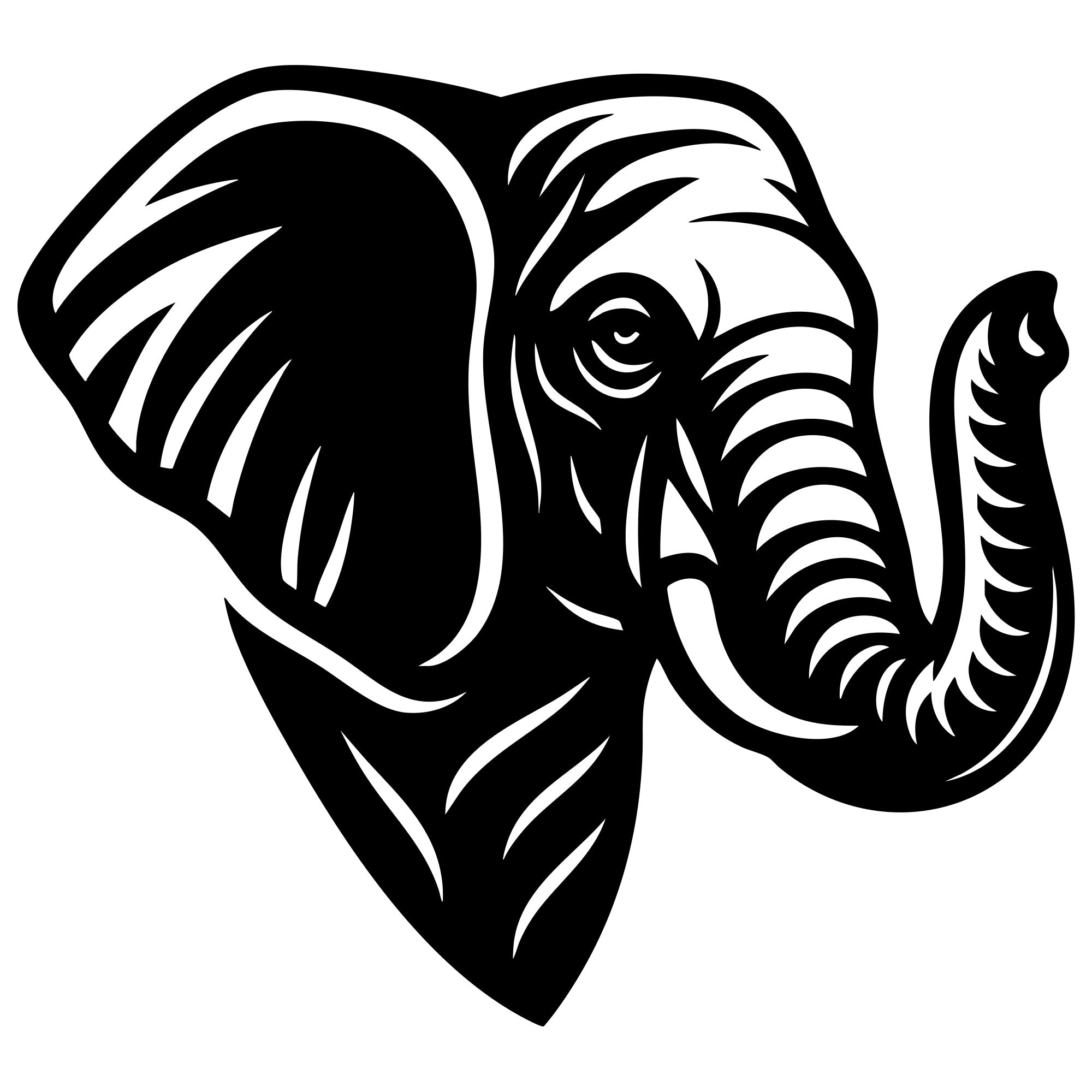 Elephant Head DXF File – CNC Cutting Design | AWELEPHANT432