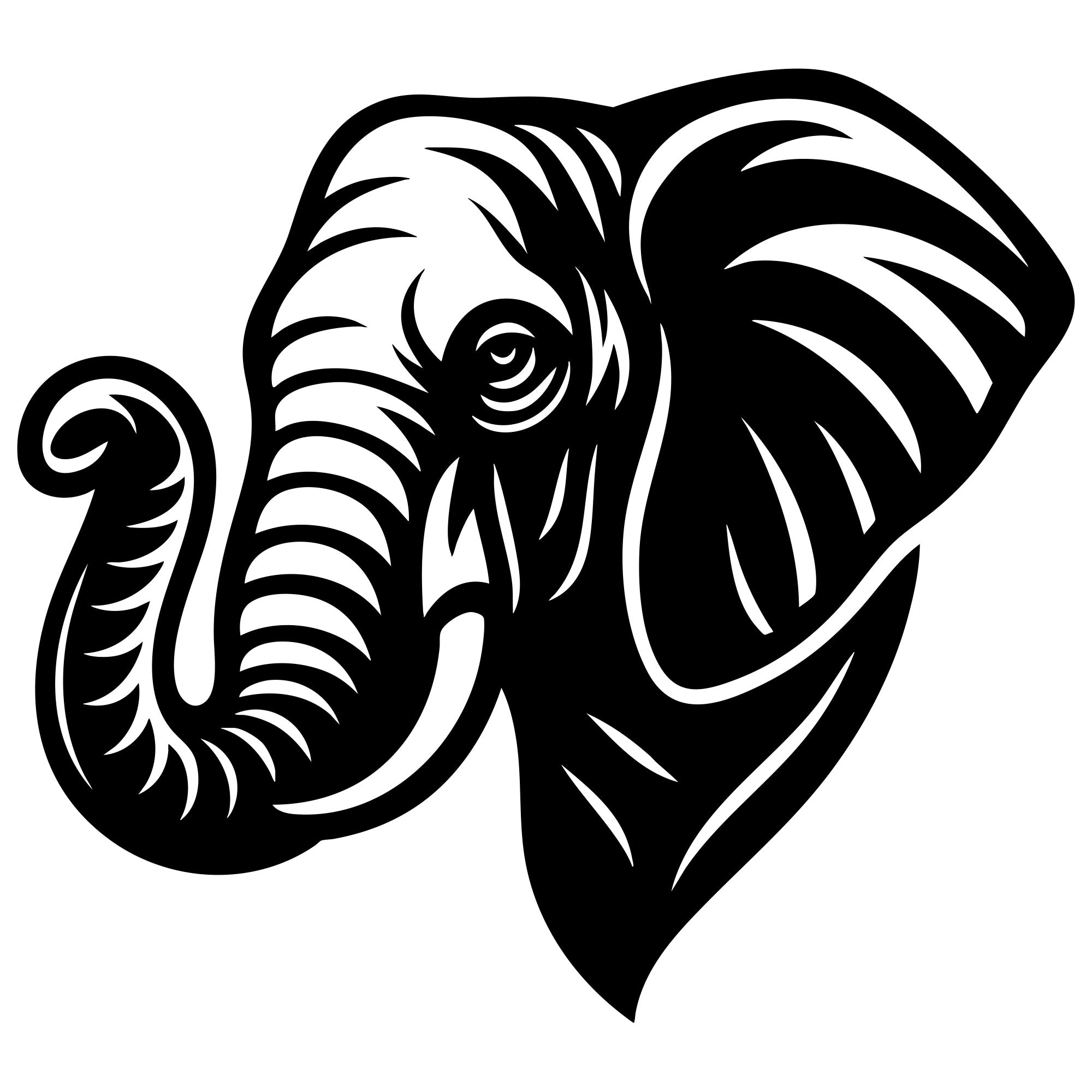 Elephant Head DXF File – CNC Cutting Design | AWELEPHANT433