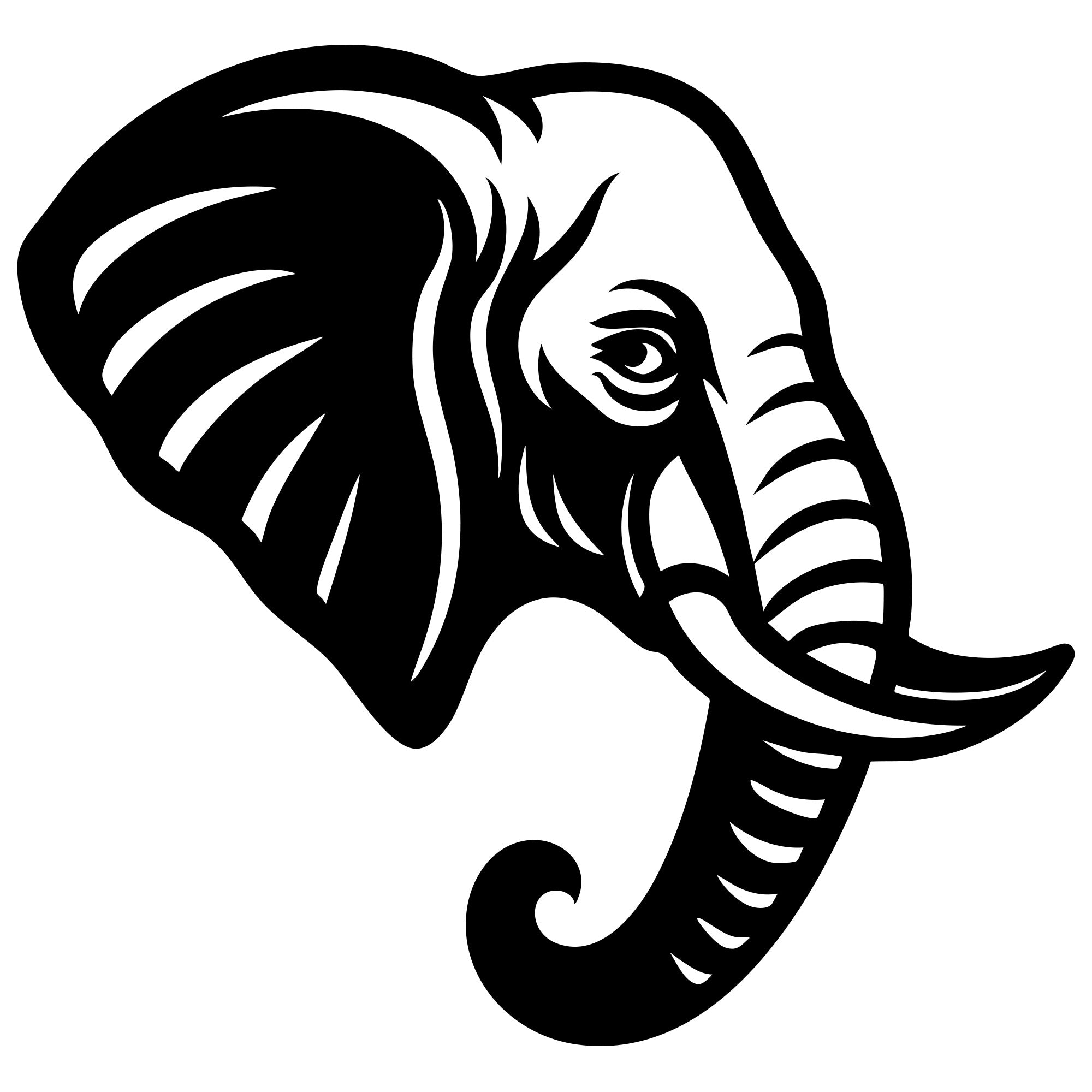 Elephant Head DXF File – CNC Cutting Design | AWELEPHANT435