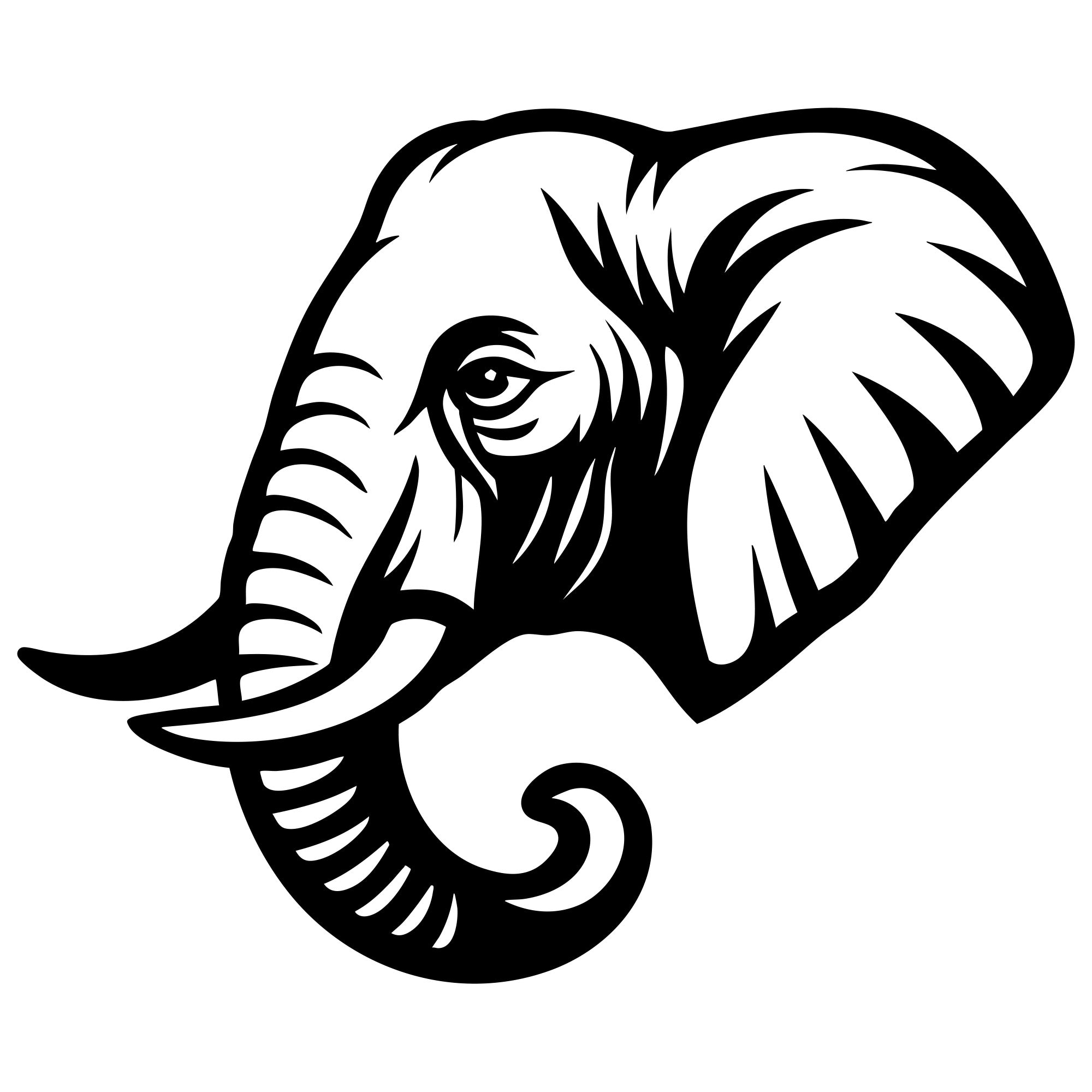 Elephant Head DXF File – CNC Cutting Design | AWELEPHANT436