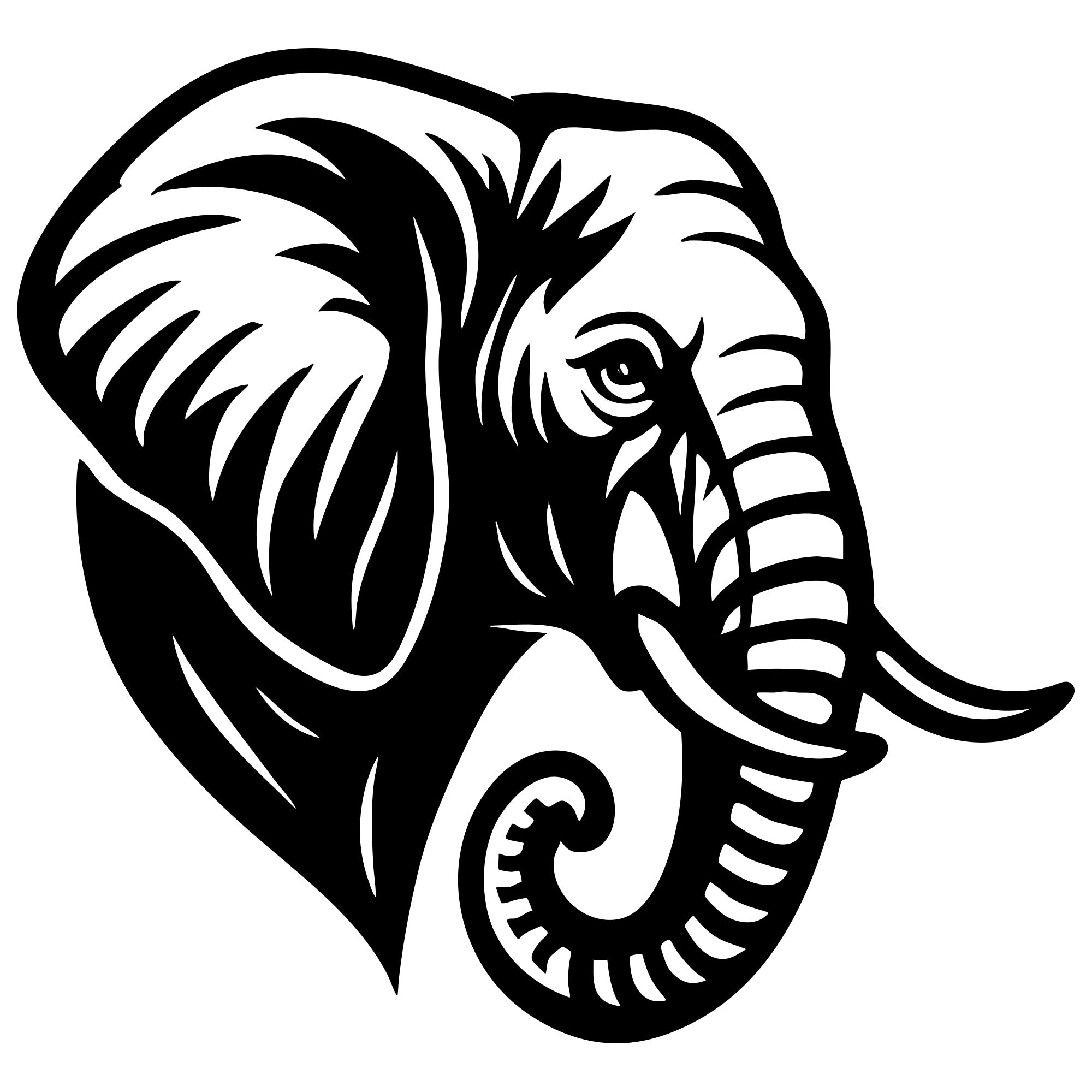Elephant Head DXF File – CNC Cutting Design | AWELEPHANT437