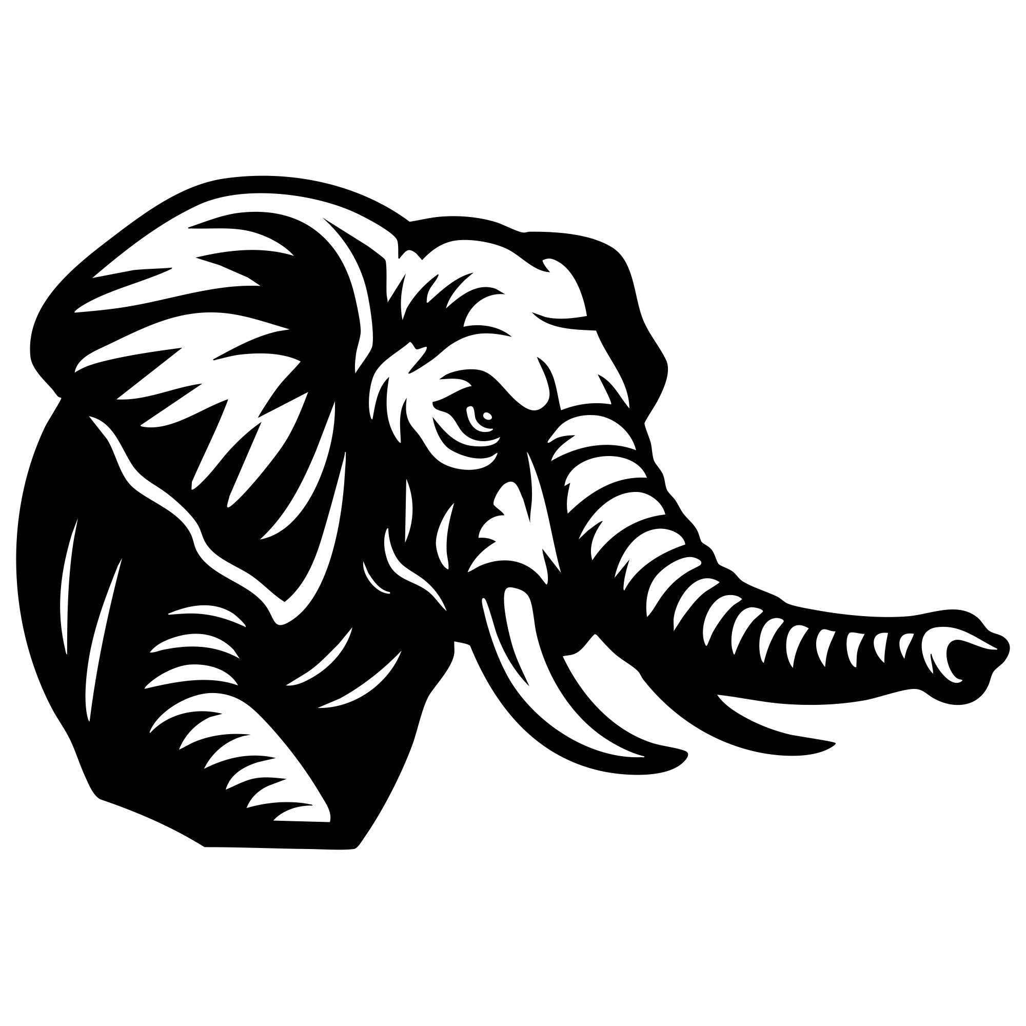 Elephant Head DXF File – CNC Cutting Design | AWELEPHANT443