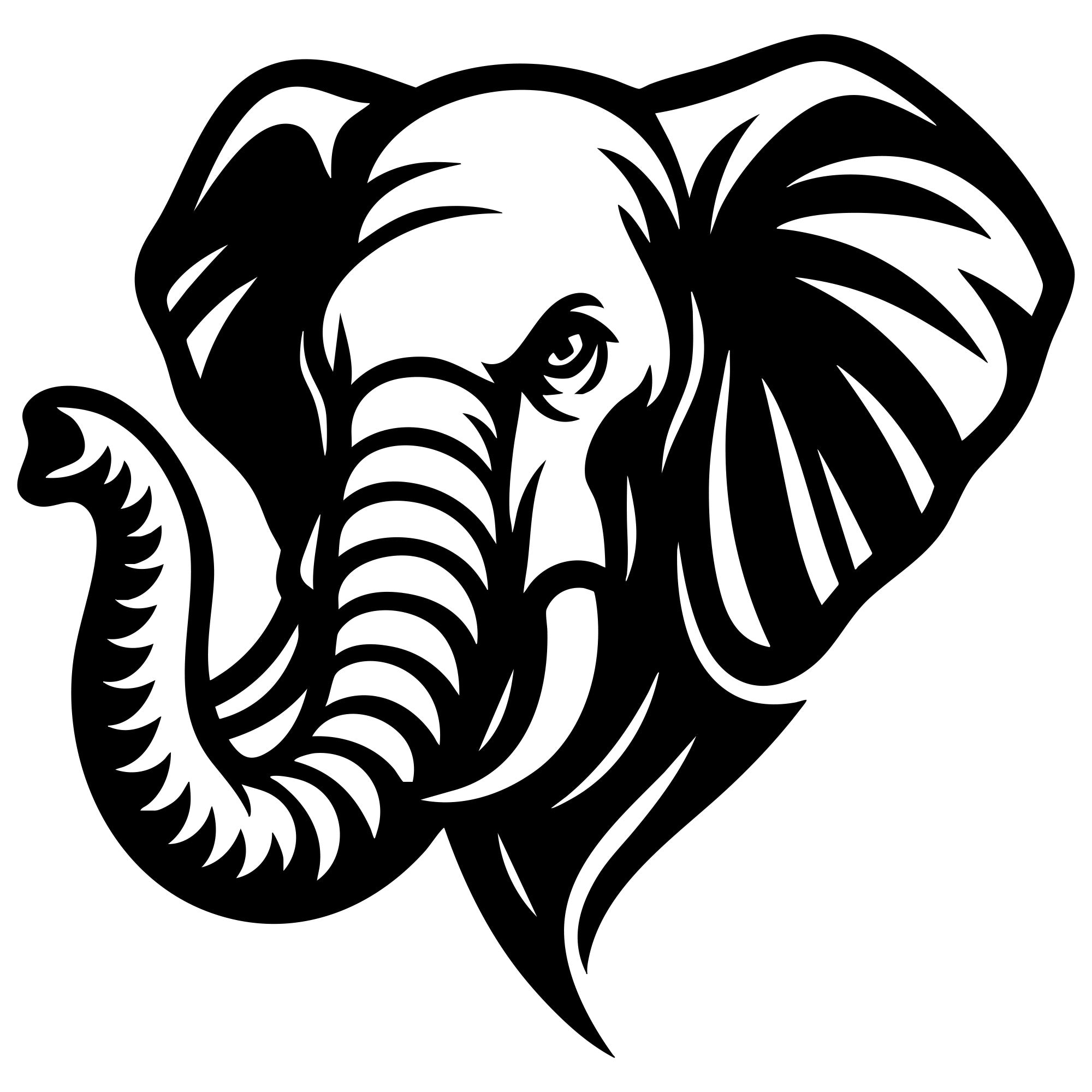 Elephant Head DXF File – CNC Cutting Design | AWELEPHANT446