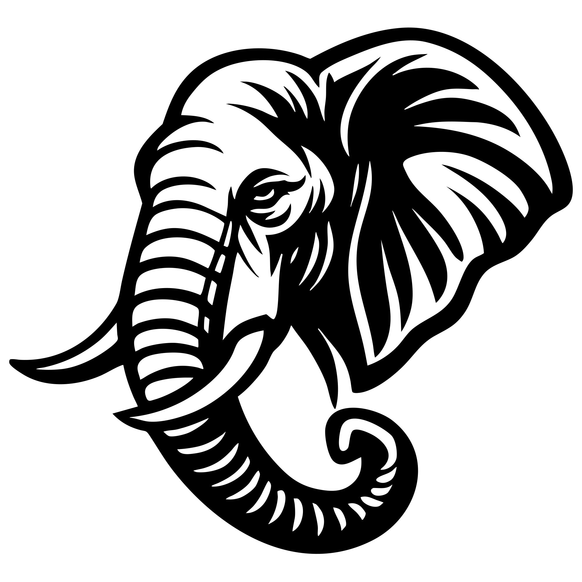 Elephant Head DXF File – CNC Cutting Design | AWELEPHANT448