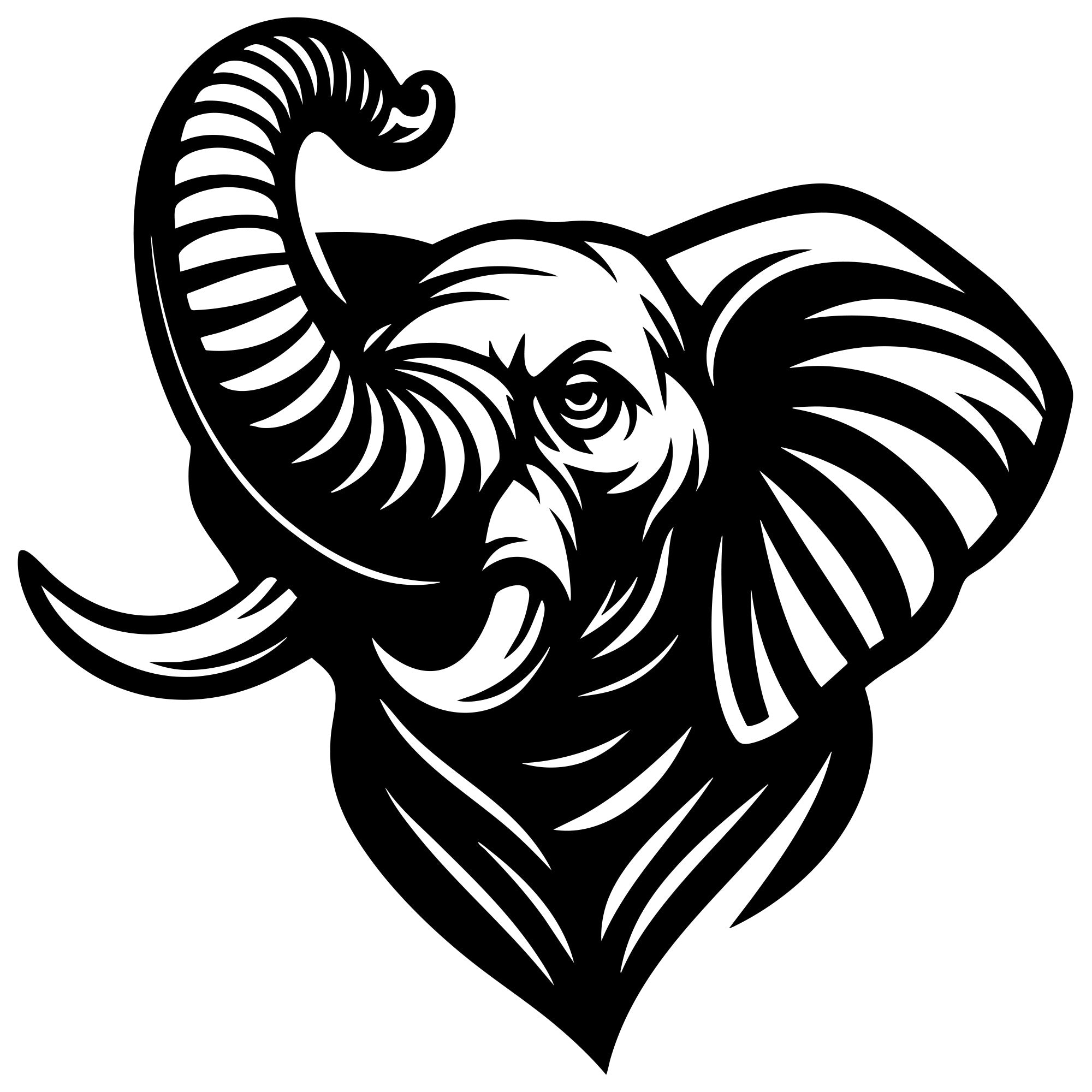 Elephant Head DXF File – CNC Cutting Design | AWELEPHANT454