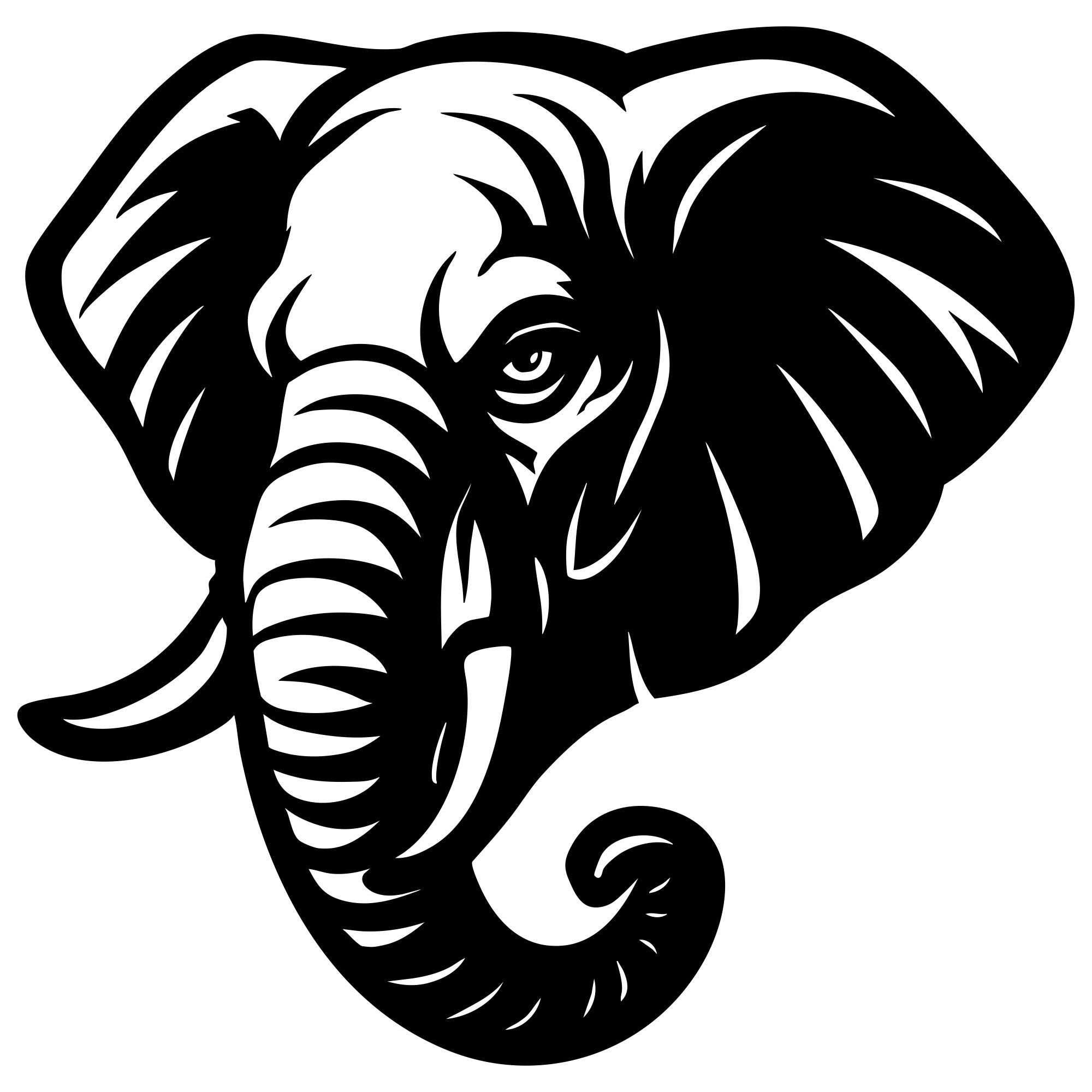 Elephant Head DXF File – CNC Cutting Design | AWELEPHANT457