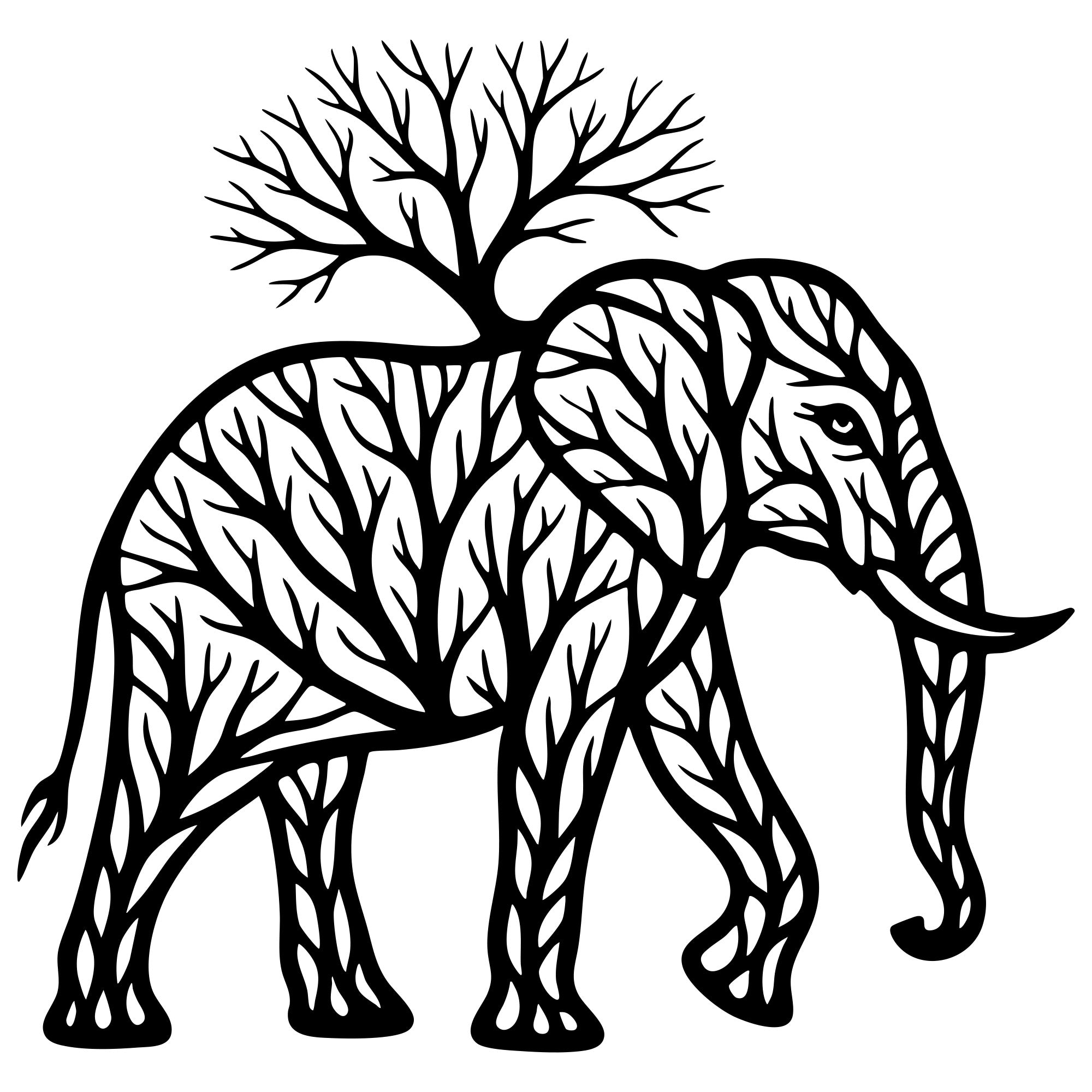 Elephant Tree DXF File – CNC Cutting Design | AWELEPHANT101