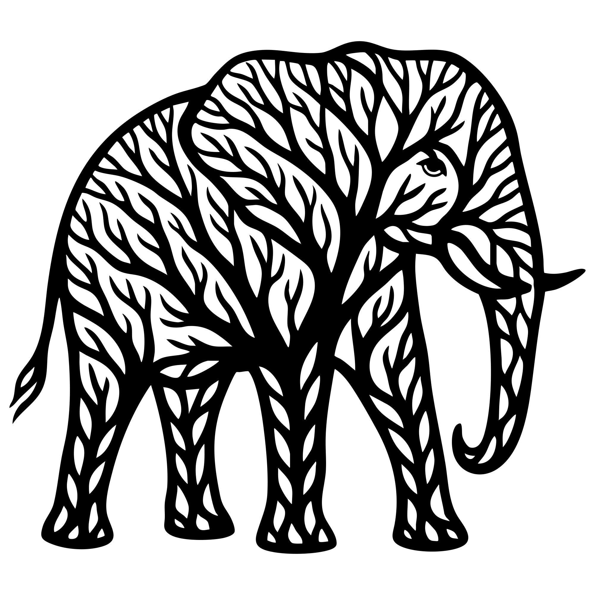 Elephant Tree DXF File – CNC Cutting Design | AWELEPHANT103